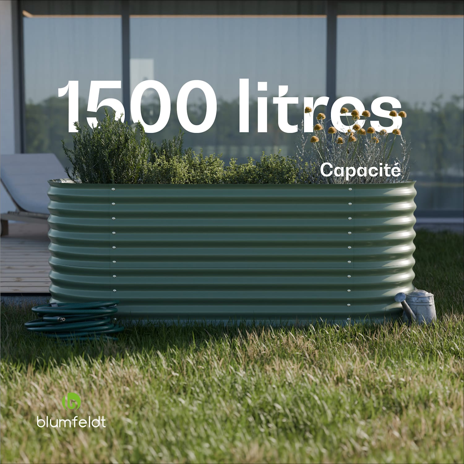 High Grow hoge kweekbak van 200 x 80 x 100 cm van stalen golfplaat eenvoudige opbouw roest- en vorstvrij 200 x 100 x 80 cm | Groen