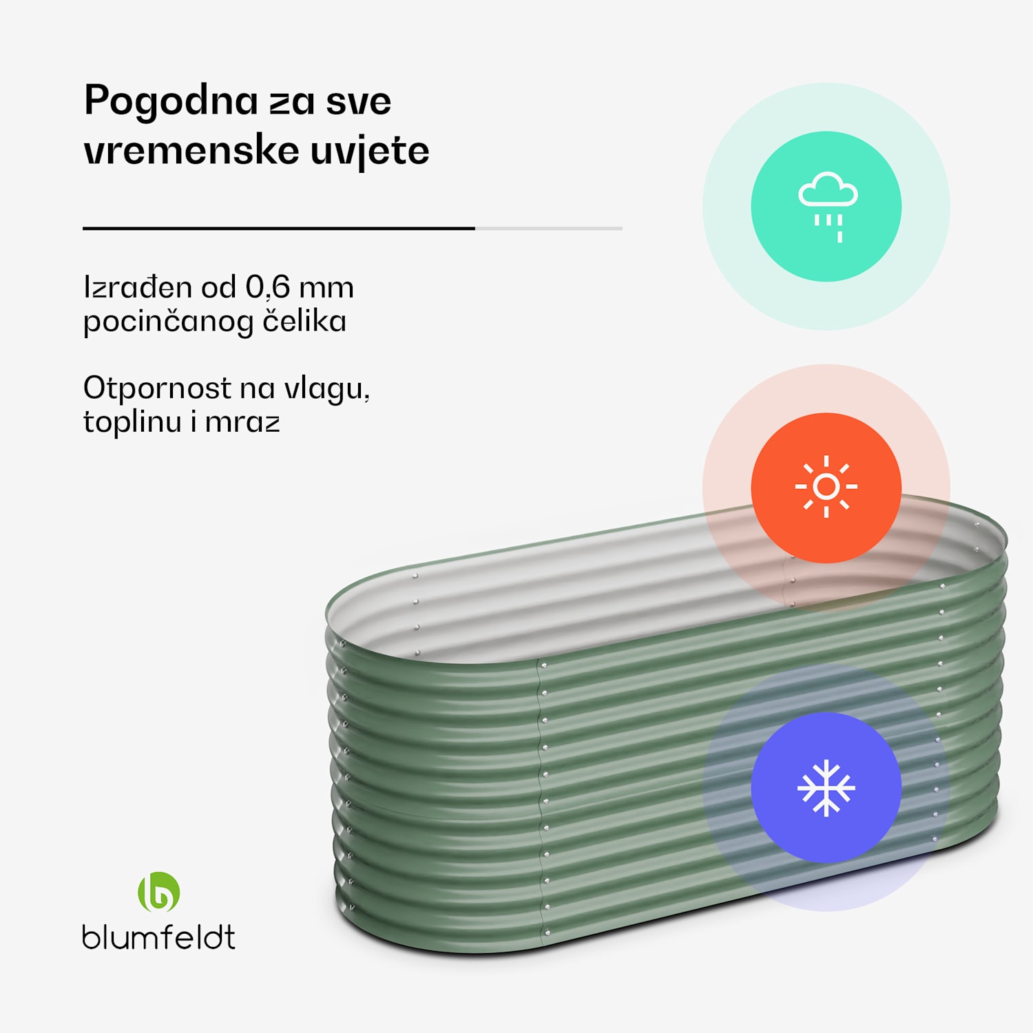 High Grow, podignuti krevet, 200 x 80 x 100 cm, izrađen od valovitog čeličnog lima, jednostavan za sastavljanje, otporan na hrđu i mraz 200 x 100 x 80 cm | Zelena