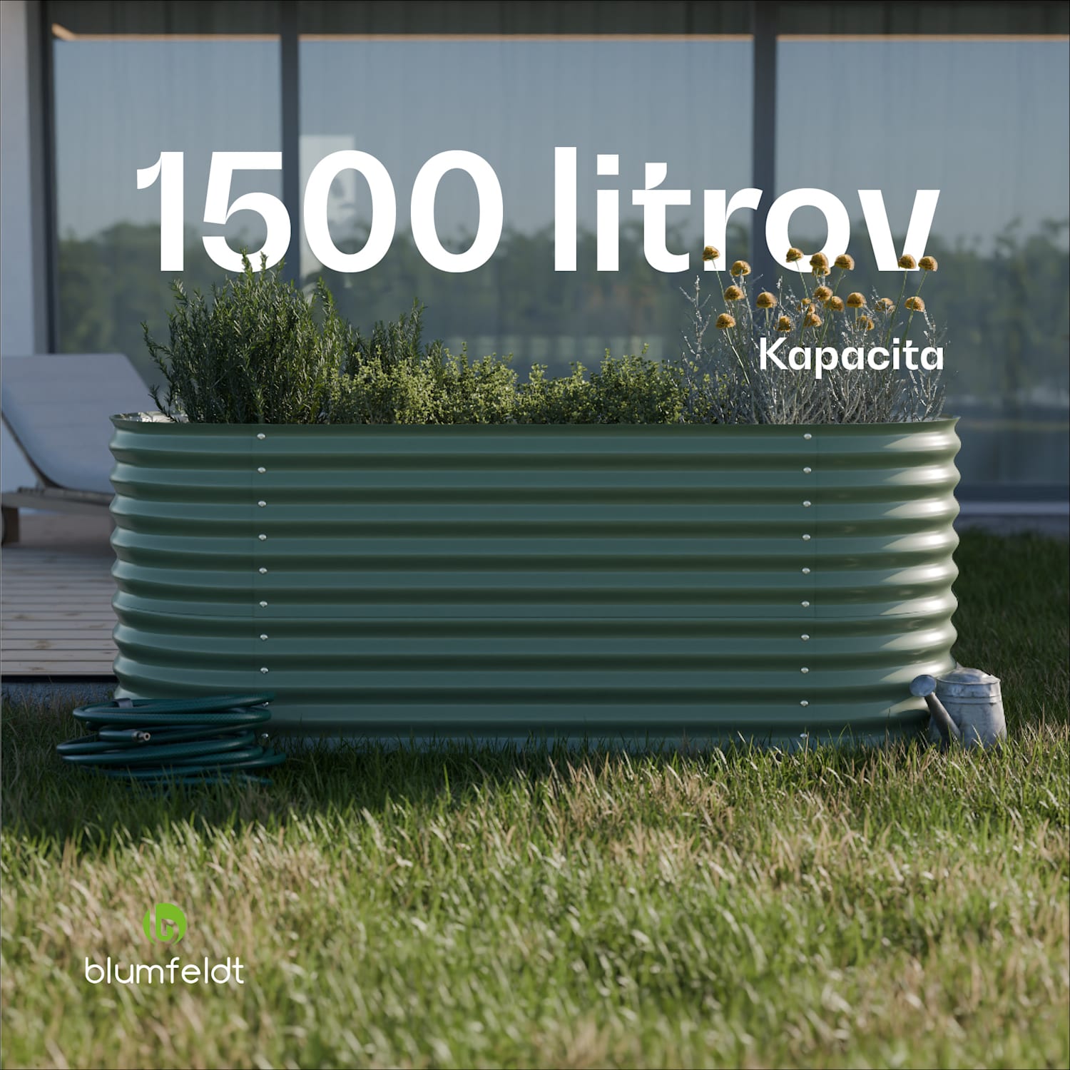 High Grow, vyvýšený záhon, 200 x 80 x 100 cm, z vlnitého oceľového plechu, jednoduchá montáž, odolný voči hrdzi a mrazu 200 x 100 x 80 cm | Zelená