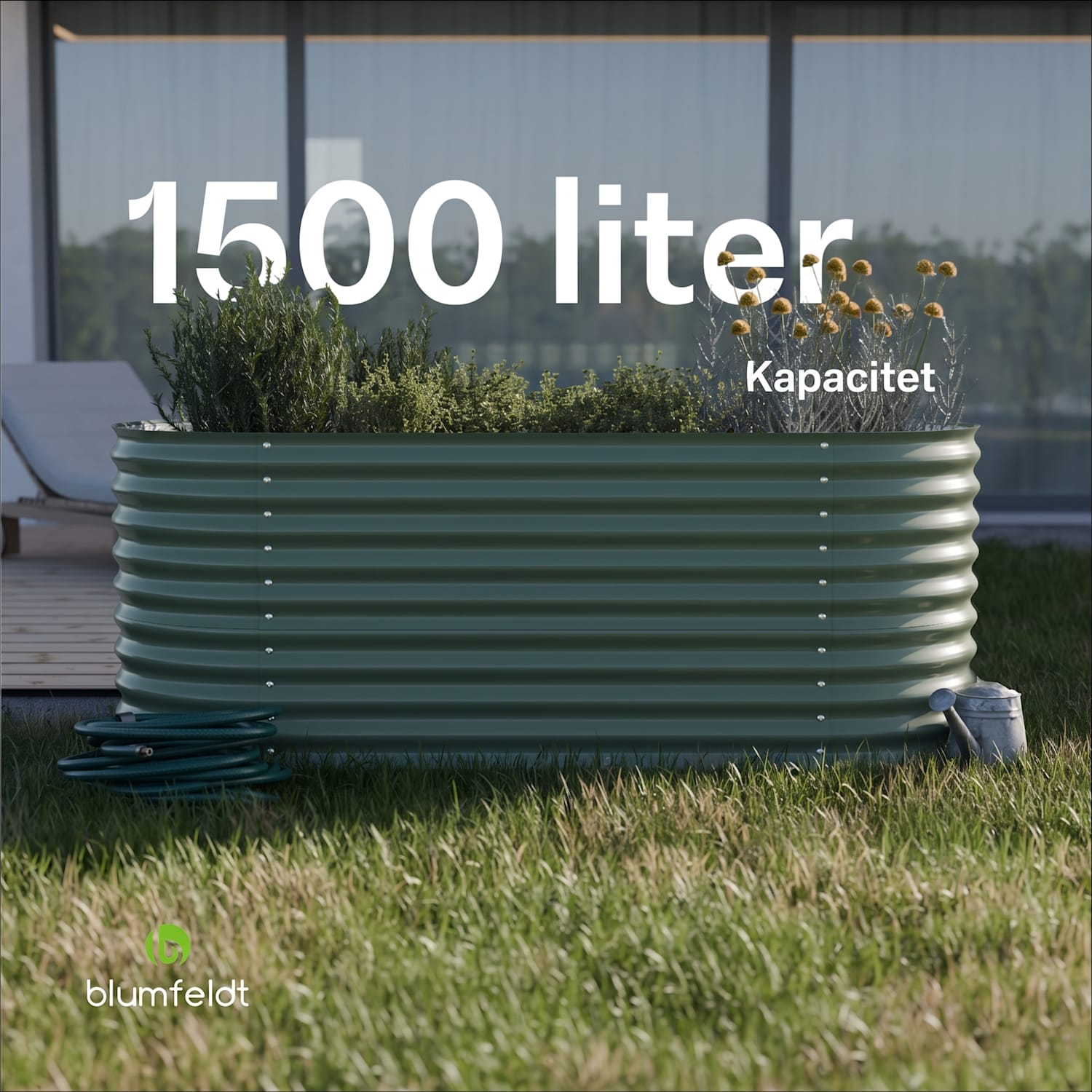 High Grow upphöjd odlingsbädd, 200 x 80 x 100 cm, tillverkad av korrugerad stålplåt, enkel montering, rost- och frostbeständig 200 x 100 x 80 cm | Grön
