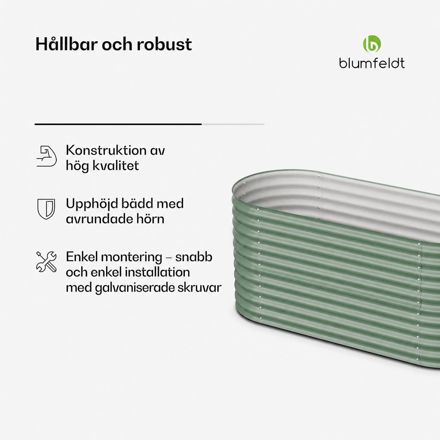 High Grow upphöjd odlingsbädd, 200 x 80 x 100 cm, tillverkad av korrugerad stålplåt, enkel montering, rost- och frostbeständig 200 x 100 x 80 cm | Grön