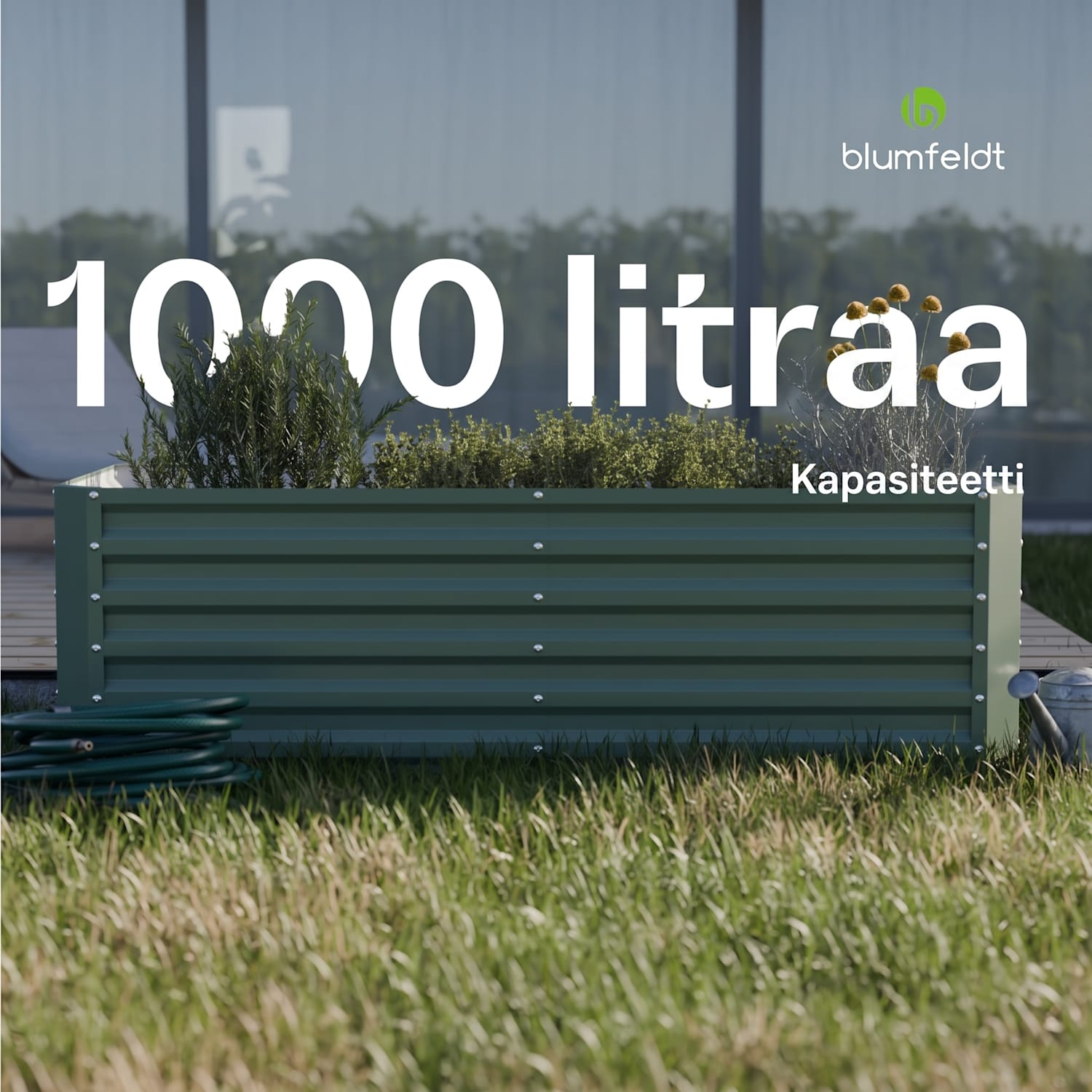 High Grow Straight korotettu kasvatuslaatikko 180x60x90 cm teräs-aaltopelti, helppo kokoaminen, ruosteen- ja pakkasenkestävä 180 x 90 x 60 cm | Vihreä
