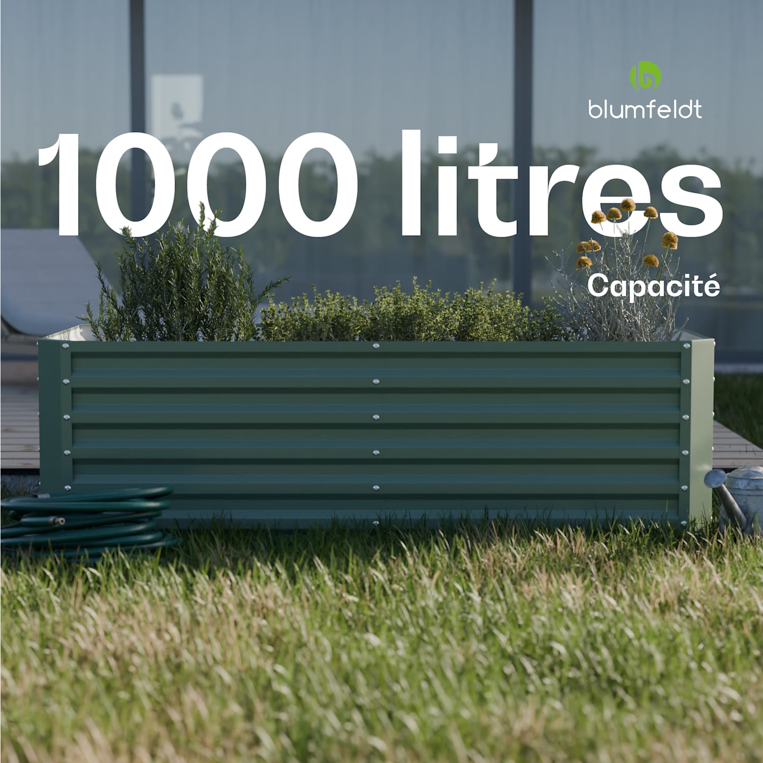 High Grow Straight hoge kweekbak 180x60x90cm stalen golfplaat eenvoudige opbouw roest- en vorstvrij 180 x 90 x 60 cm | Groen