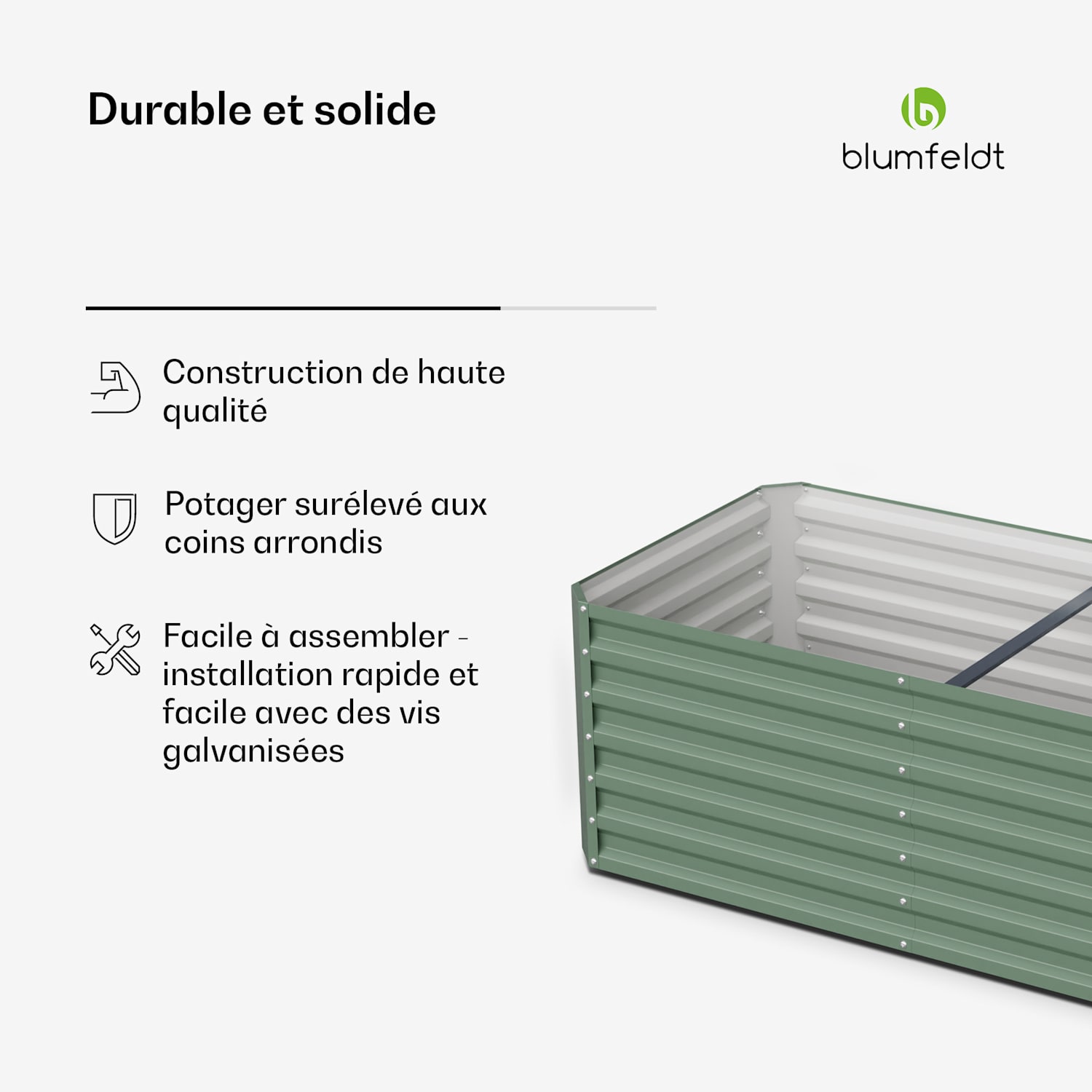 High Grow Straight hoge kweekbak 180x60x90cm stalen golfplaat eenvoudige opbouw roest- en vorstvrij 180 x 90 x 60 cm | Groen