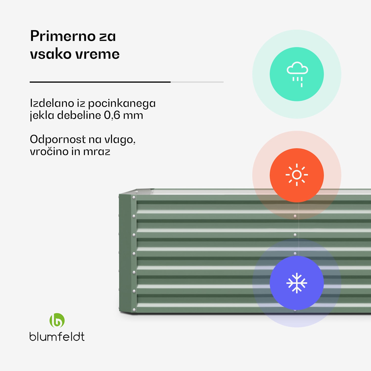 Dvignjena gredica High Grow Straight, 160 x 80 x 80 cm, iz valovite jeklene pločevine, enostavna za montažo, odporna proti rji in mrazu 180 x 90 x 60 cm | Zelena