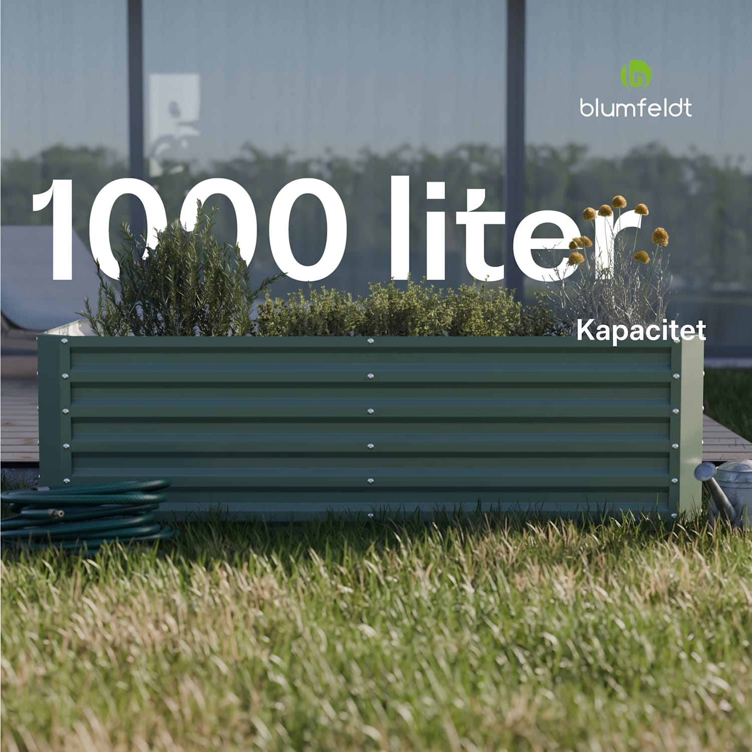 High Grow Straight upphöjd bädd 180x60x90 cm stålplåt enkel montering rost- och frostbeständig 180 x 90 x 60 cm | Grön