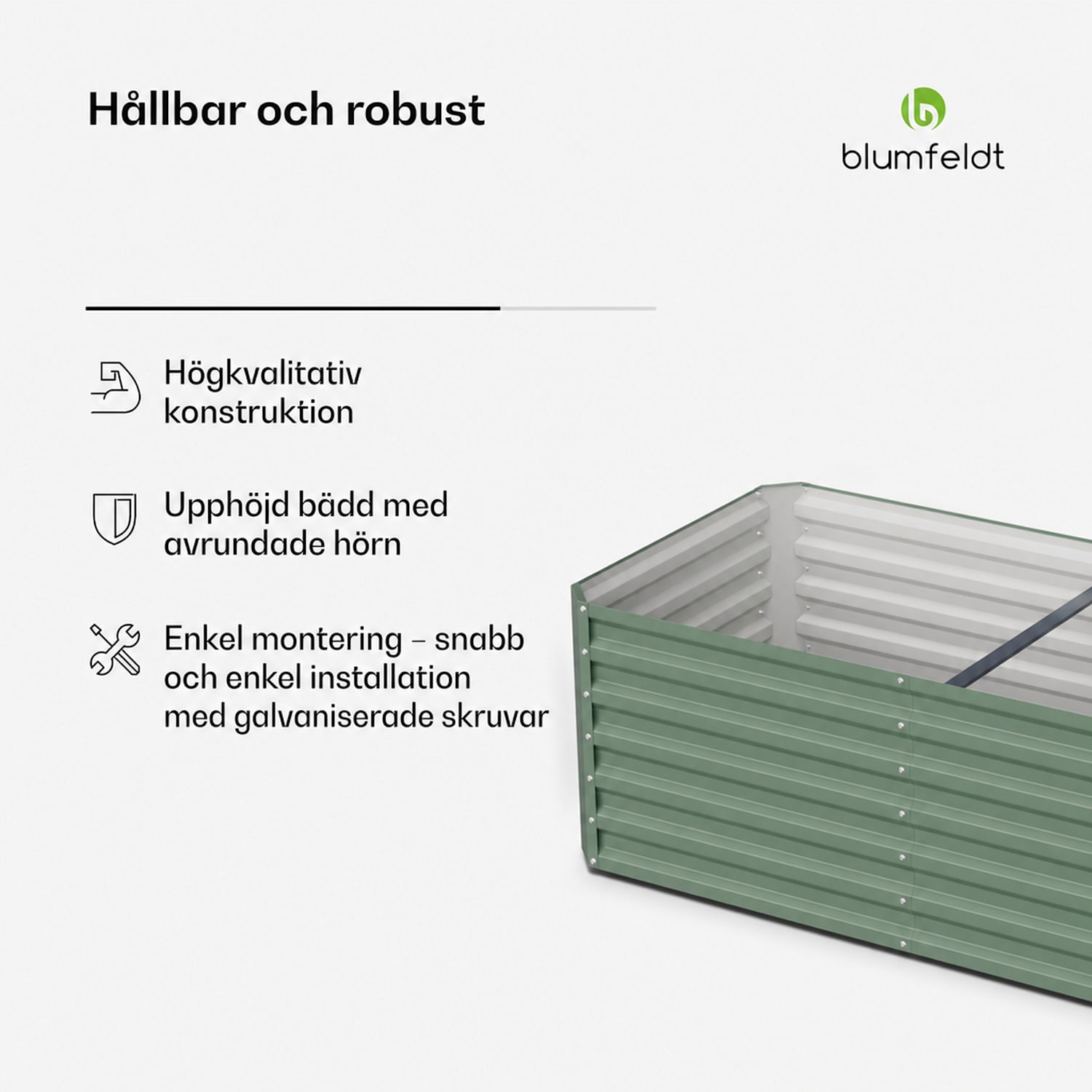High Grow Straight upphöjd bädd 180x60x90 cm stålplåt enkel montering rost- och frostbeständig 180 x 90 x 60 cm | Grön