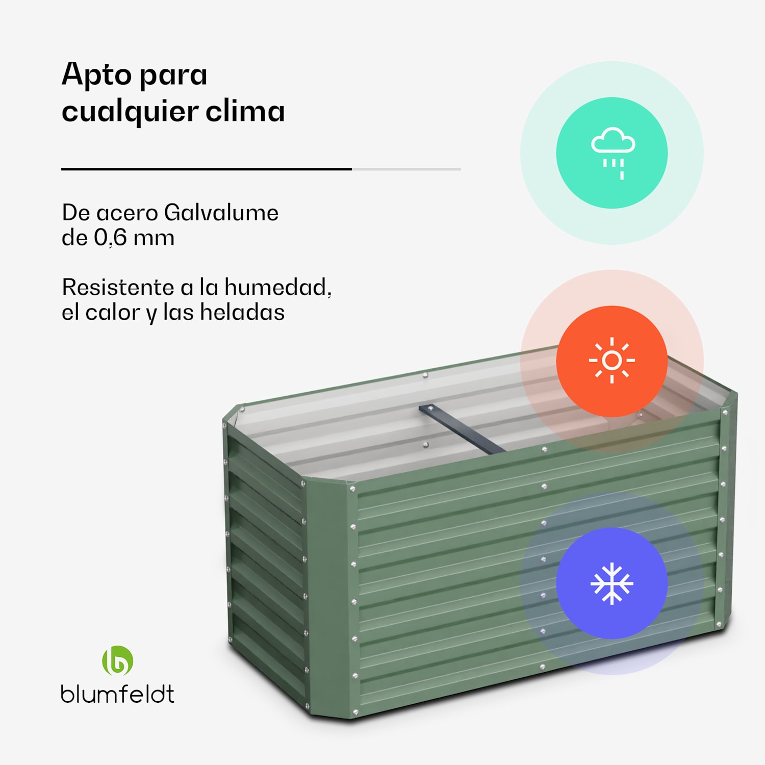 Cama elevada High Grow de 120 x 60 x 60 cm de chapa ondulada de acero fácil de montar a prueba de óxido y heladas 120 x 60 x 60 cm | Verde