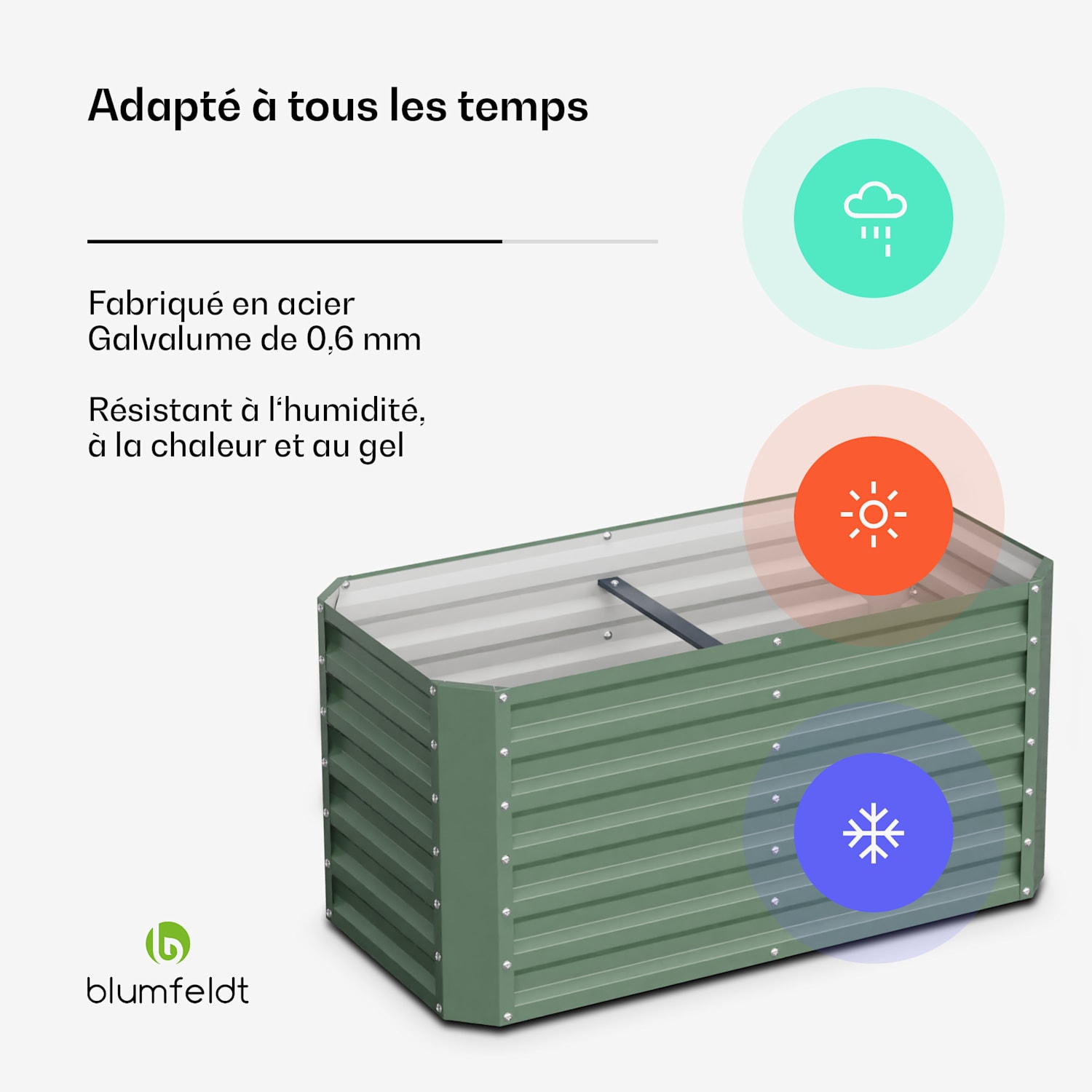 High Grow Straight potager surélevé de 120 x 60 x 60 cm en tôle d'acier ondulée montage facile résistant à la rouille et au gel 