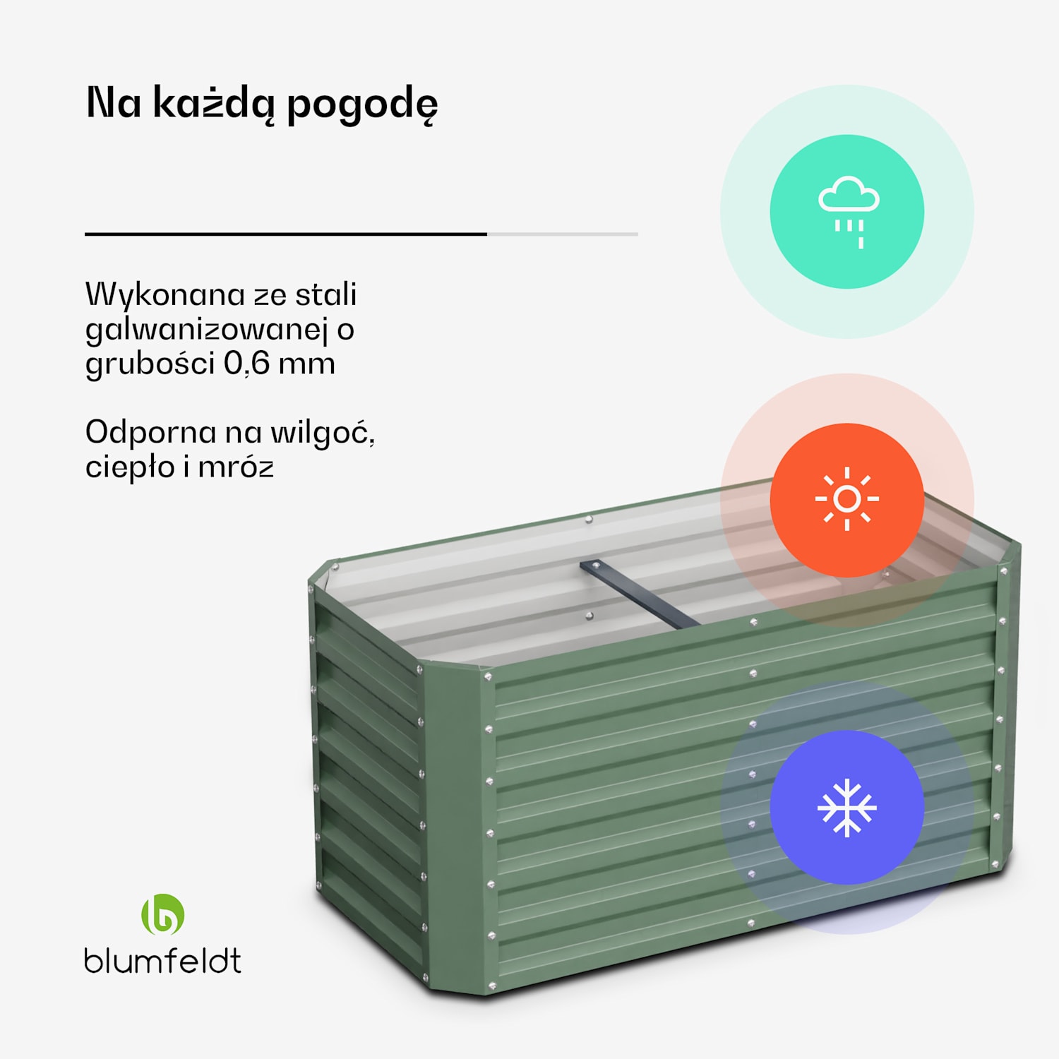High Grow Straight, podniesiona grządka, 120 x 60 x 60 cm, falista blacha stalowa, łatwy montaż, odporna na rdzę i mróz 120 x 60 x 60 cm | Zielony