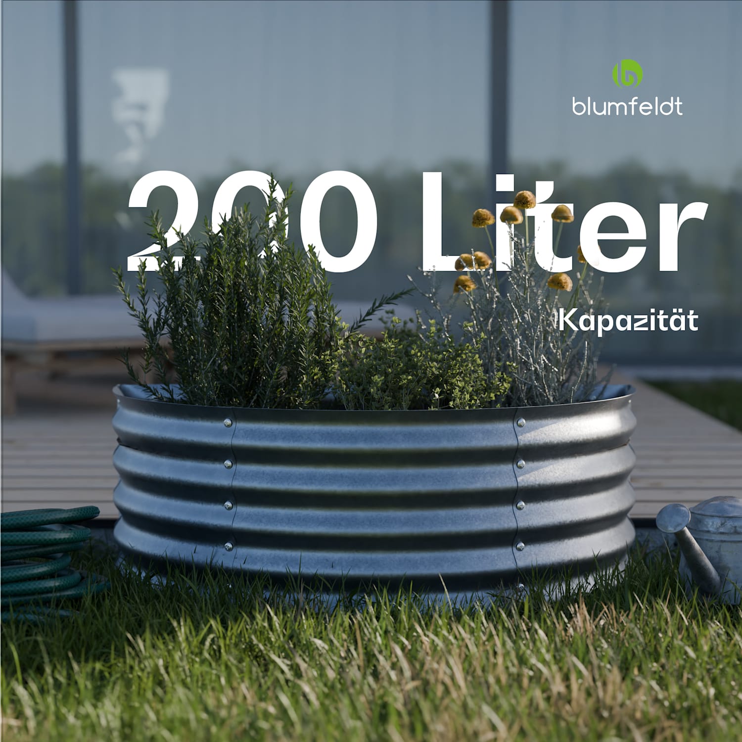 High Grow Half Circle Hochbeet 105 x 43 x 60cm Stahl-Wellblech einfacher Aufbau rost- und frostsicher 105 x 60 x 43 cm | Silber