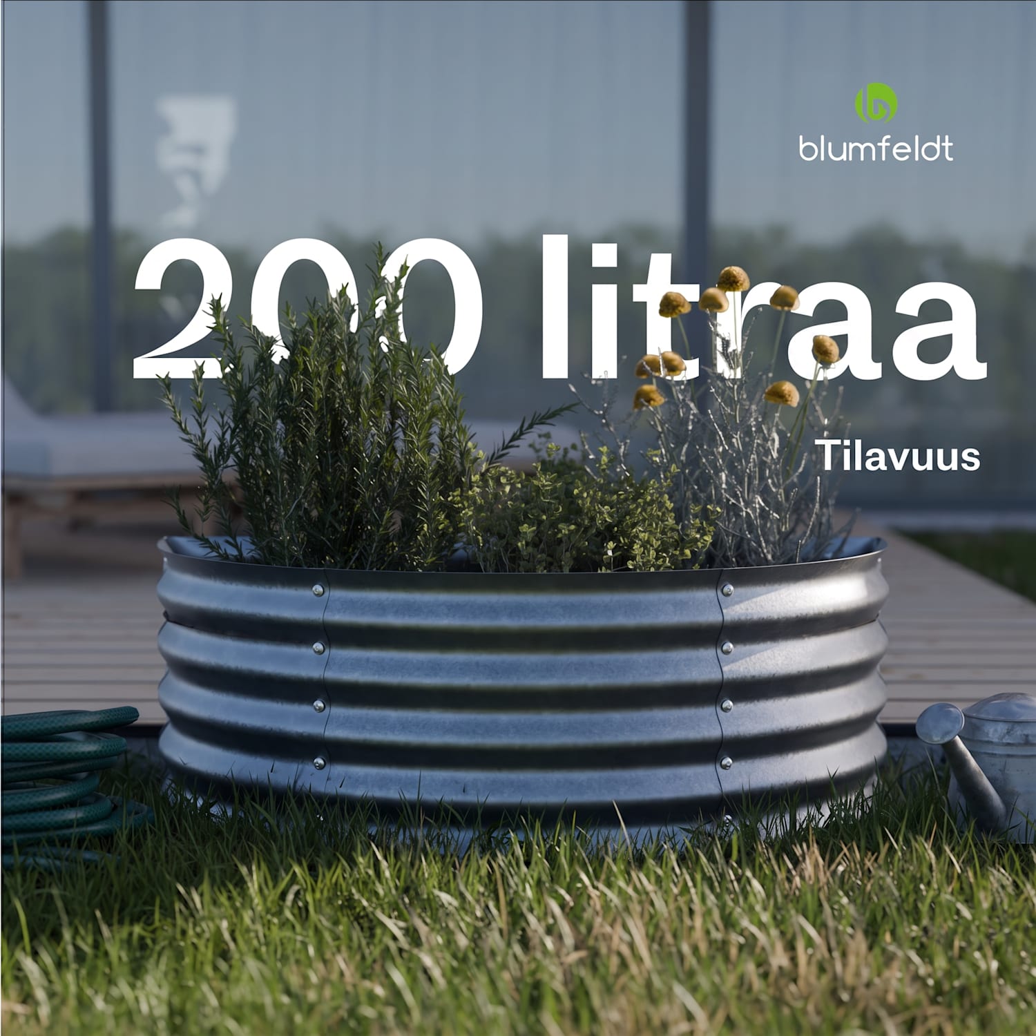 High Grow puolikaaren korotettu kasvatuslaatikko 105 x 43 x 60 cm teräs-aaltopelti ruosteen- ja pakkasenkestävä, helppo kokoaminen 105 x 60 x 43 cm | Hopea