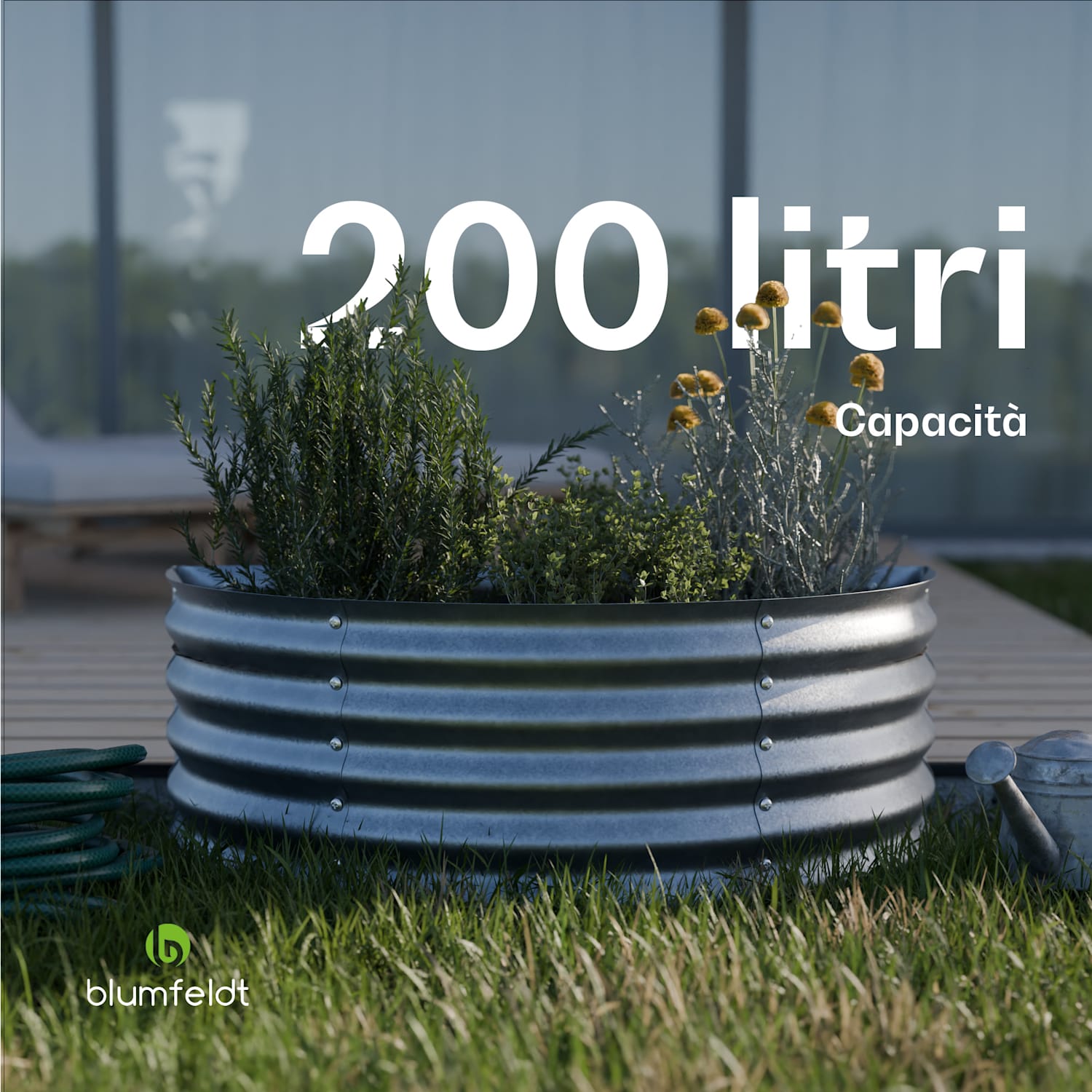 High Grow Half Circle - Aiuola rialzata da 105 x 43 x 60 cm, in lamiera d'acciaio ondulata, facile da montare, resistente alla ruggine e al gelo 105 x 60 x 43 cm | Argento