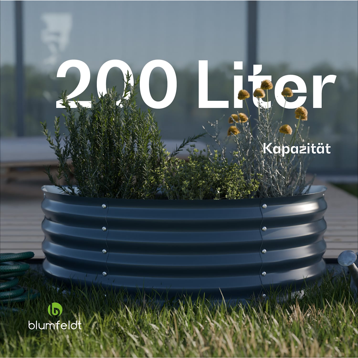 High Grow Half Circle Hochbeet 105 x 43 x 60cm Stahl-Wellblech einfacher Aufbau rost- und frostsicher 105 x 60 x 43 cm | Anthrazit