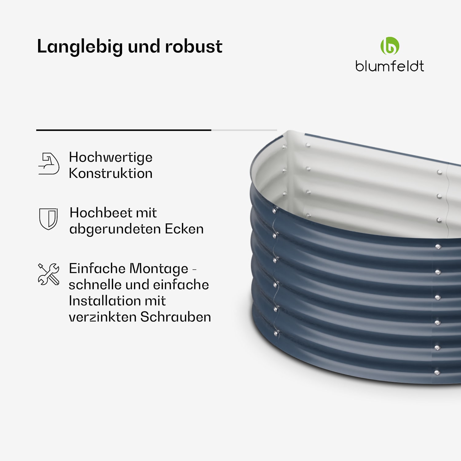 High Grow Half Circle Hochbeet 105 x 43 x 60cm Stahl-Wellblech einfacher Aufbau rost- und frostsicher 105 x 60 x 43 cm | Anthrazit