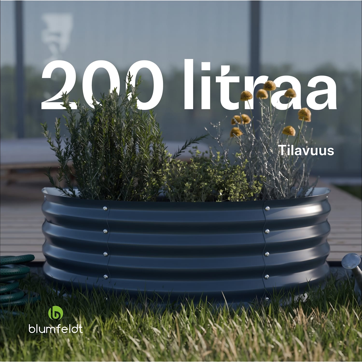 blumfeldt High Grow Half Circle -viljelylaatikko 105 x 43 x 60 cm teräs-aaltopelti helppo koota ruosteen ja pakkasen kestävä vihanneksille, yrteille ja kukille 105 x 60 x 43 cm | Antrasiitti