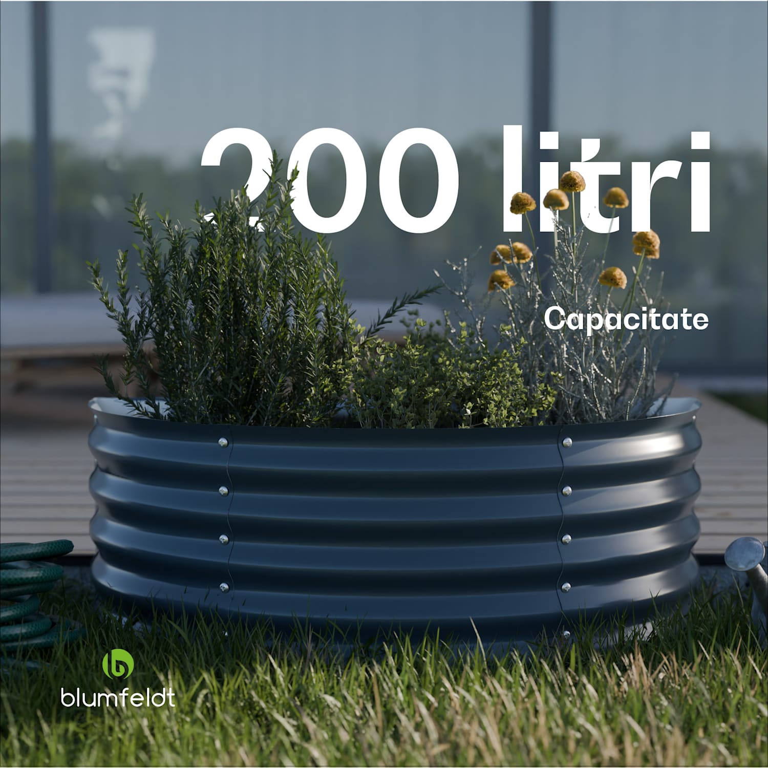 High Grow Half Circle, ghiveci înălțat semicircular, 105x43x60 cm, din tablă ondulată de oțel, ușor de asamblat, rezistent la rugină și îngheț 105 x 60 x 43 cm | Antracit