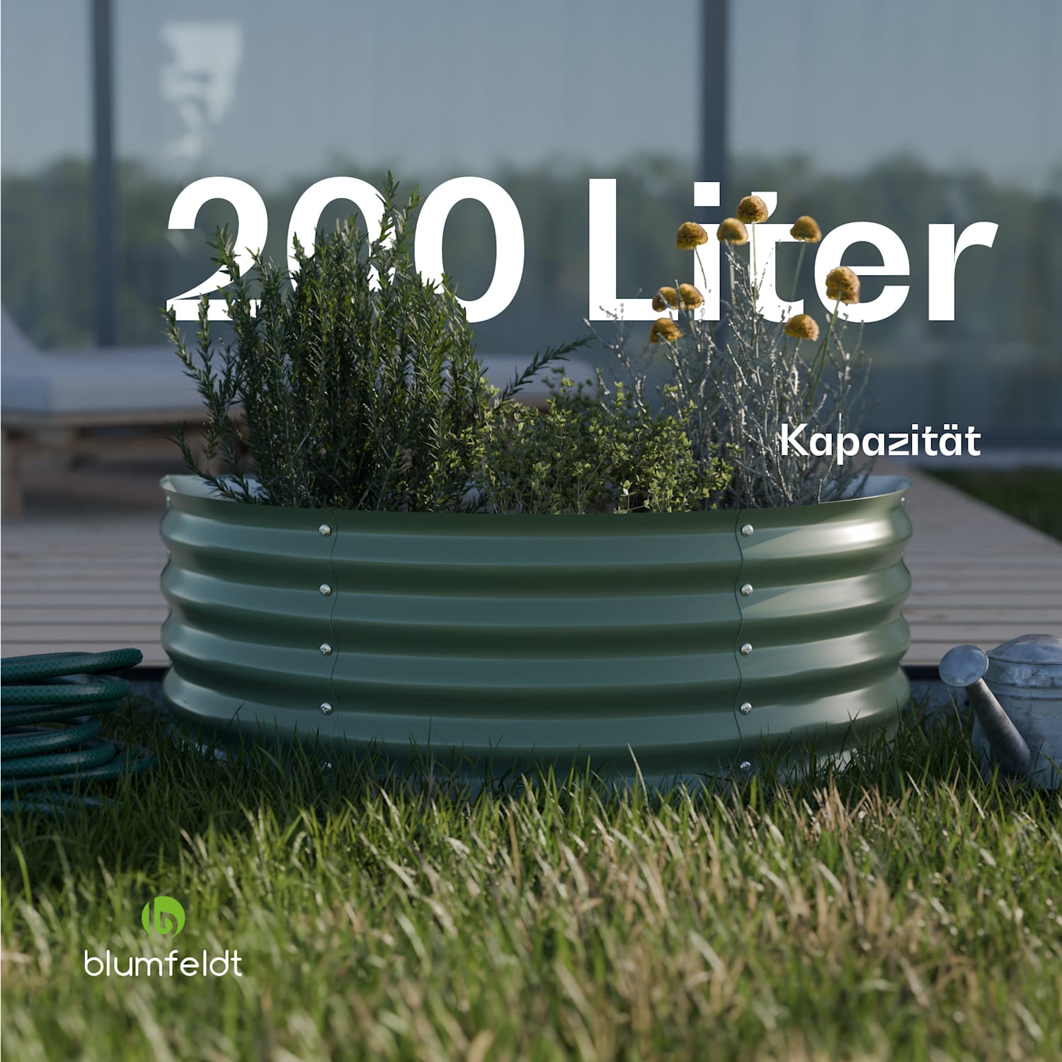 High Grow Half Circle Hochbeet 105 x 43 x 60cm Stahl-Wellblech einfacher Aufbau rost- und frostsicher 105 x 60 x 43 cm | Grün