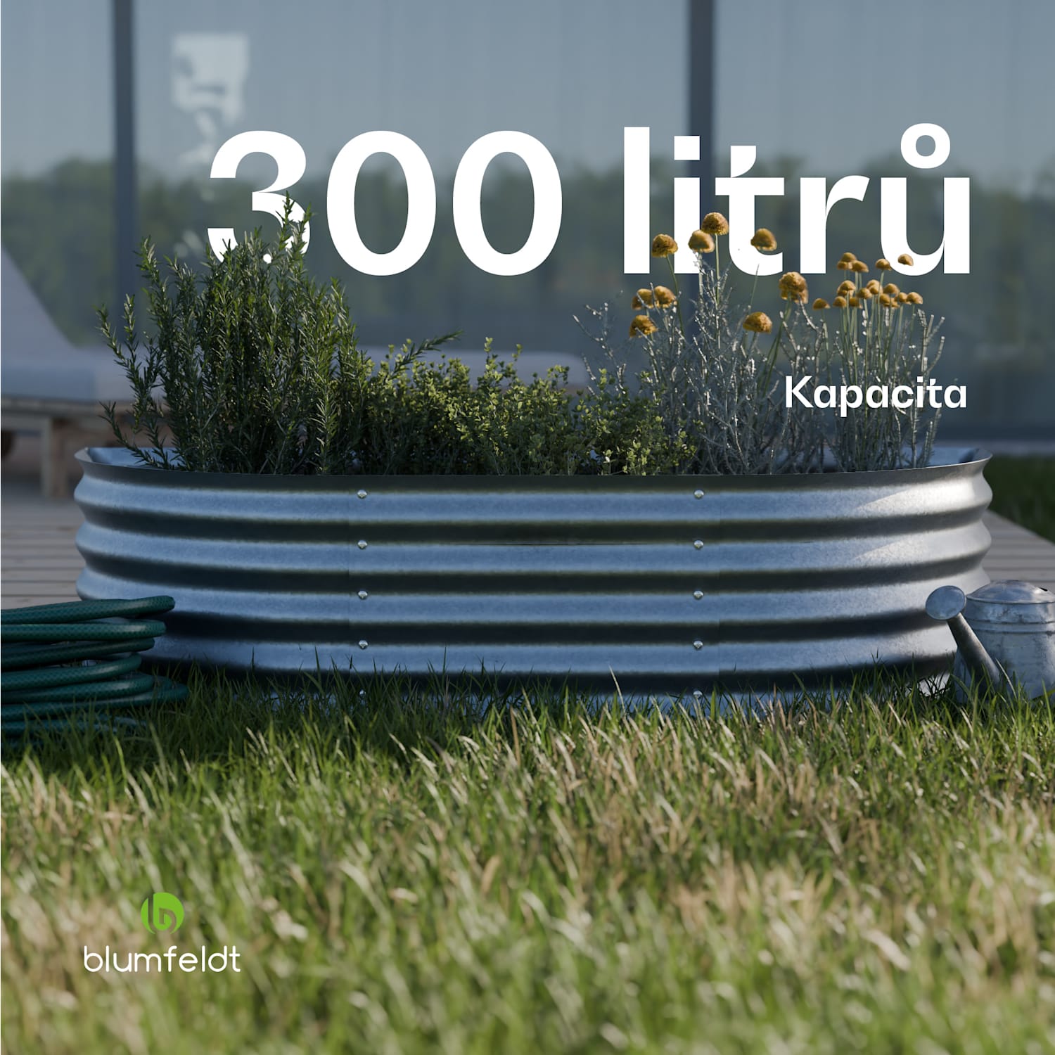 High Grow Extended, vyvýšený záhon, 150 x 43 x 60 cm, z vlnitého ocelového plechu, snadná montáž, odolný vůči rzi a mrazu 