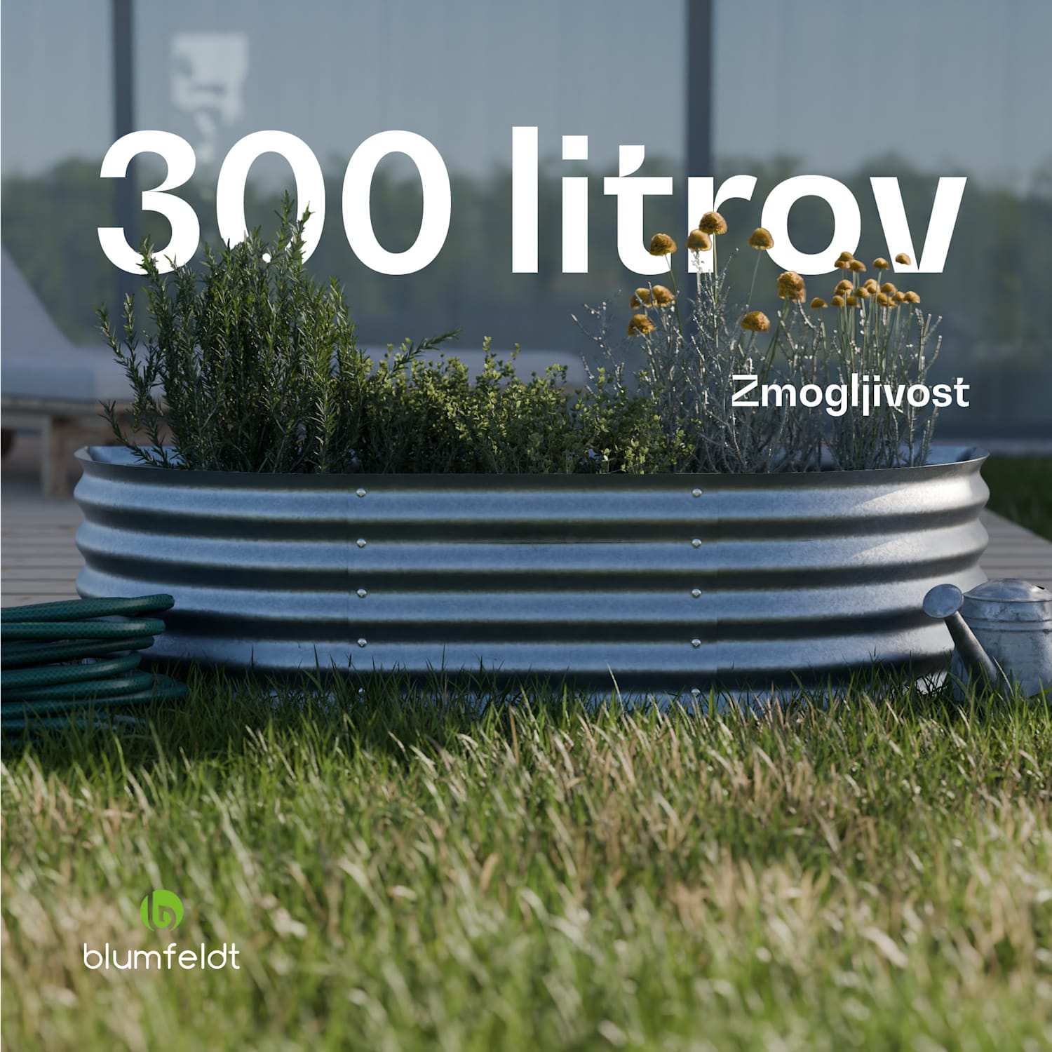 Dvignjena gredica High Grow Extended, 150x43x60 cm, iz valovite jeklene pločevine, enostavna za montažo, odporna proti rji in mrazu 