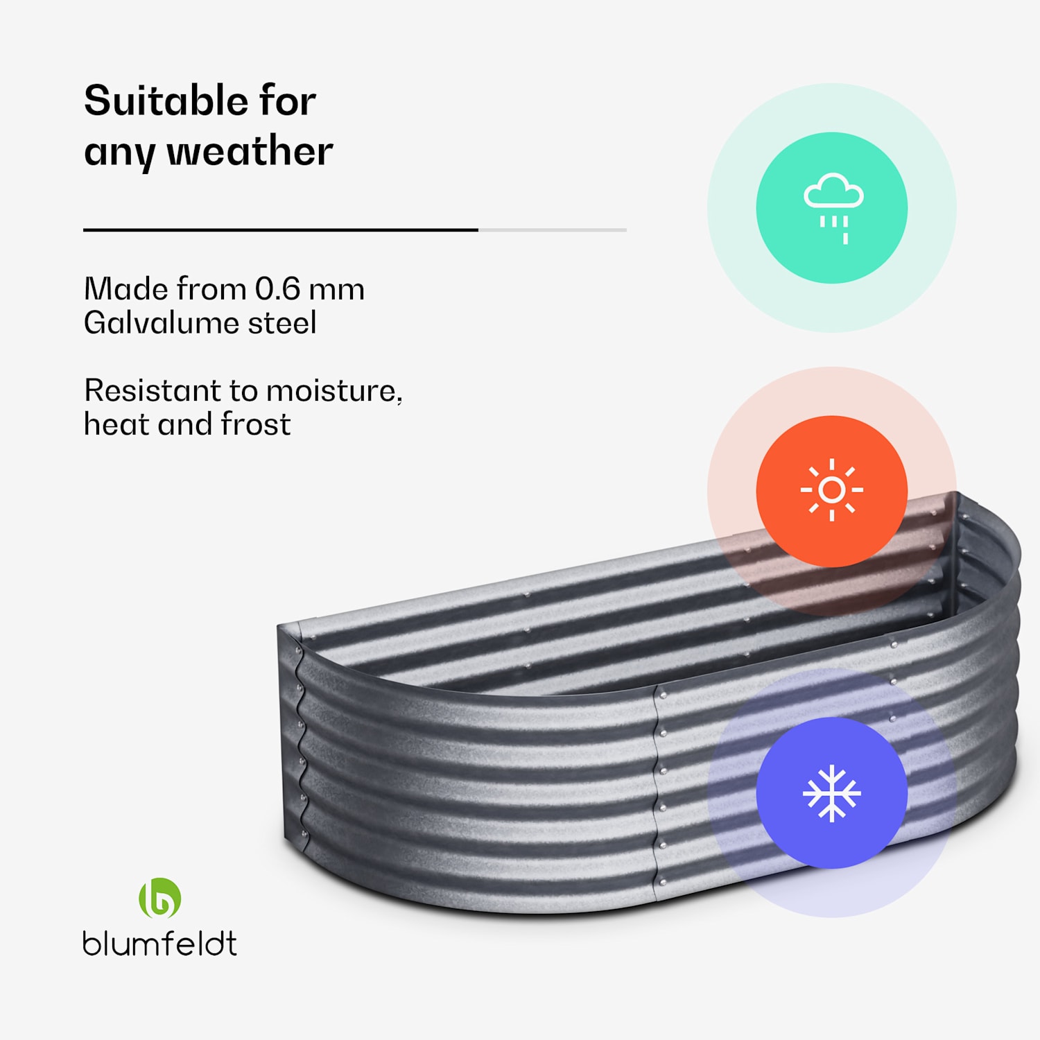 High Grow Extended -viljelylaatikko 150 x 43 x 60 cm teräs-aaltopelti helppo koota ruosteen ja pakkasen kestävä 150 x 60 x 43 cm | Hopea