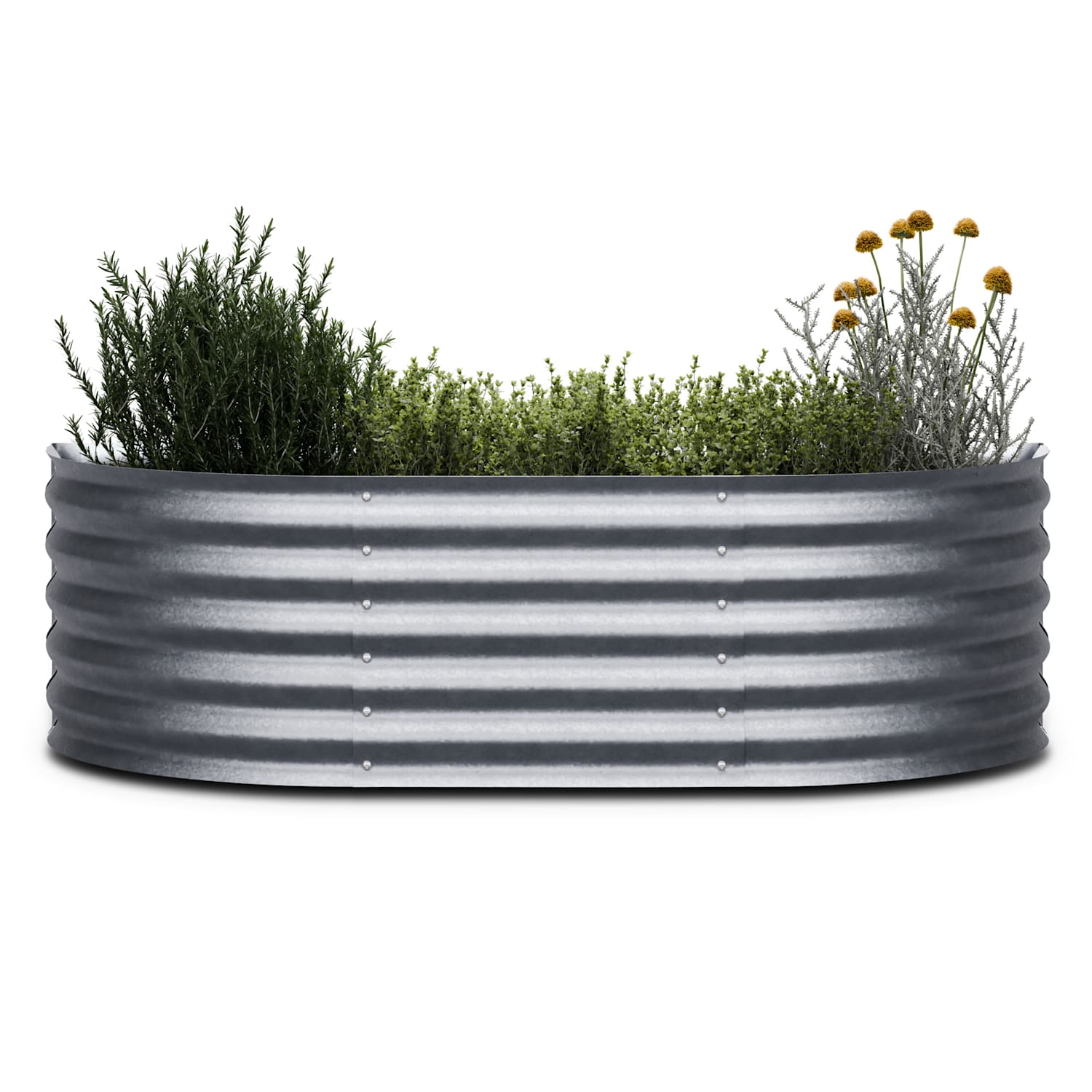 Maceta elevada High Grow Extended de 150 x 43 x 60 cm de chapa ondulada de acero fácil de montar a prueba de óxido y heladas 150 x 60 x 43 cm | Plata