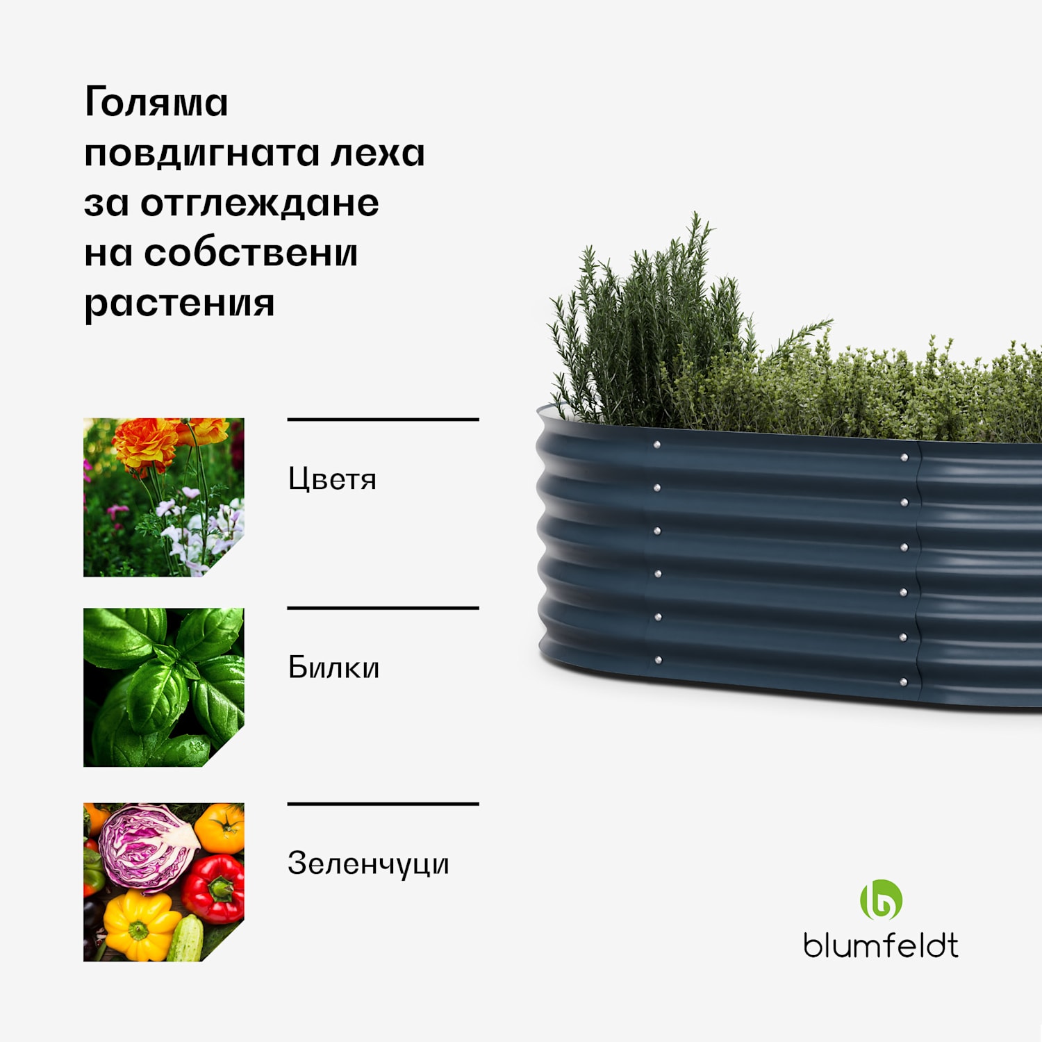 High Grow Extended, повдигната леха, 150x43x60 cm, с вълнообразна стоманена ламарина, лесна за сглобяване, устойчива на ръжда и замръзване 150 x 60 x 43 cm | Антрацит