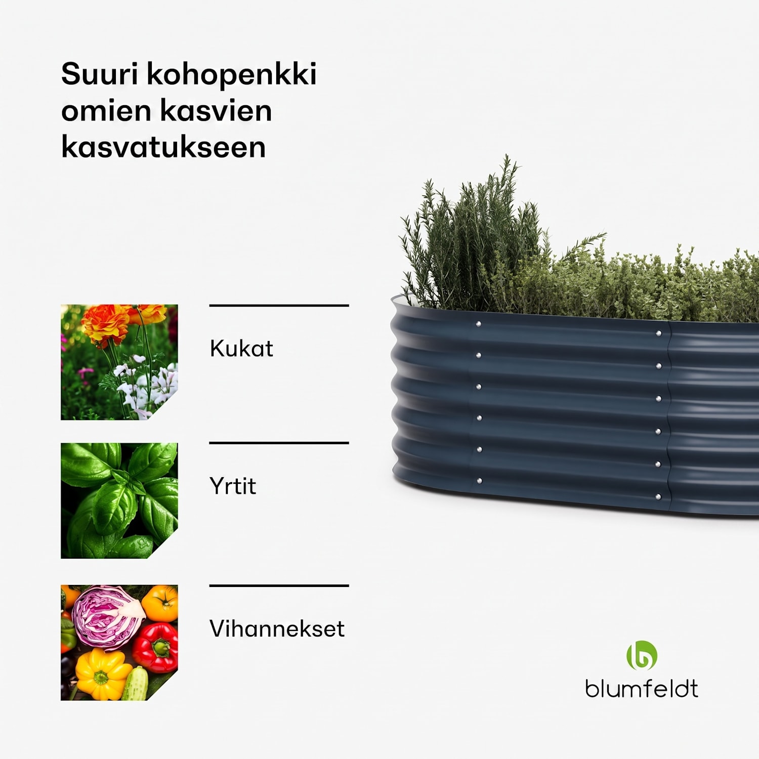 High Grow Extended -viljelylaatikko 150 x 43 x 60 cm teräs-aaltopelti helppo koota ruosteen ja pakkasen kestävä 150 x 60 x 43 cm | Antrasiitti