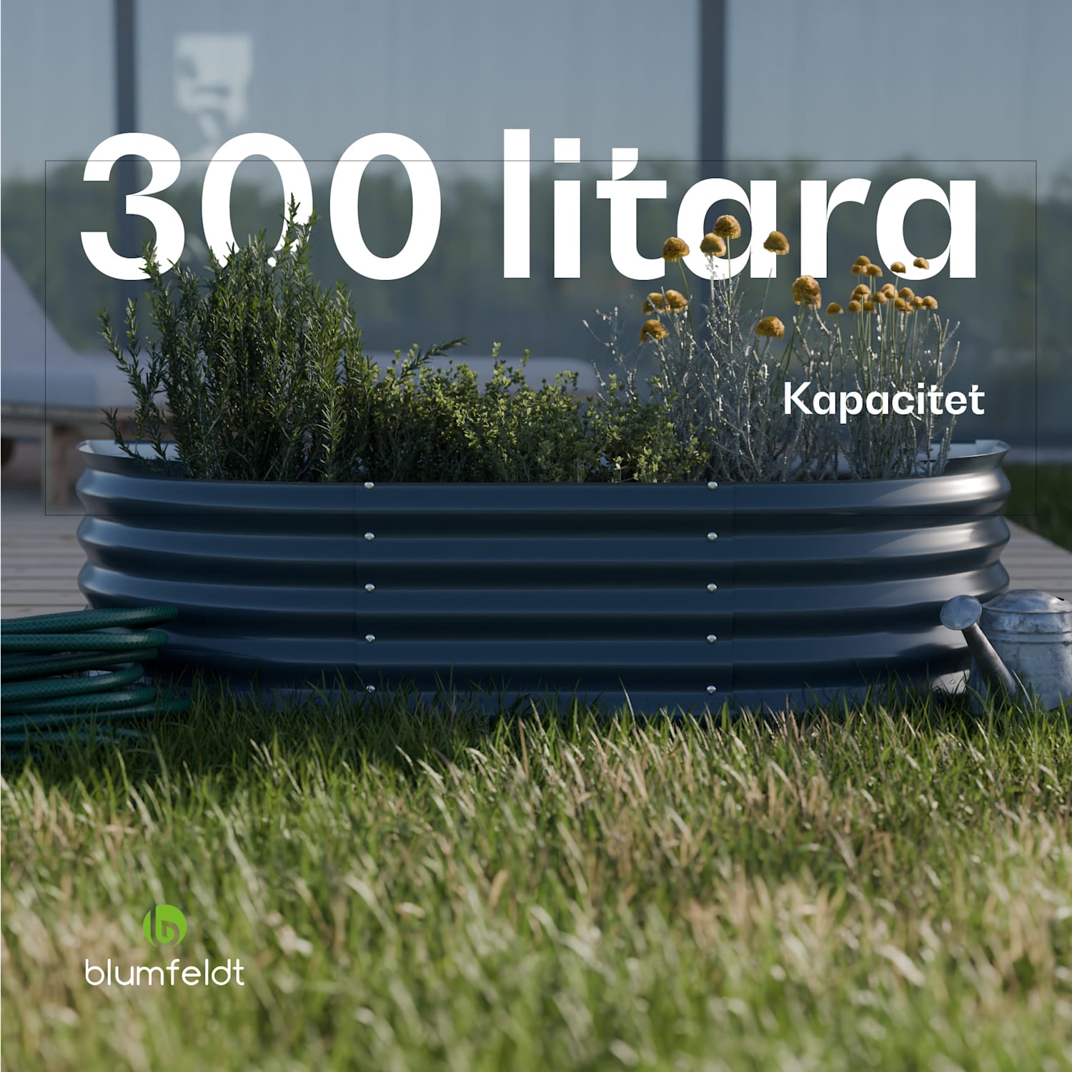 High Grow Extended, povišeni krevet, 150x43x60 cm, izrađen od valovitog čeličnog lima, jednostavan za sastavljanje, otporan na hrđu i mraz 150 x 60 x 43 cm | Antracit