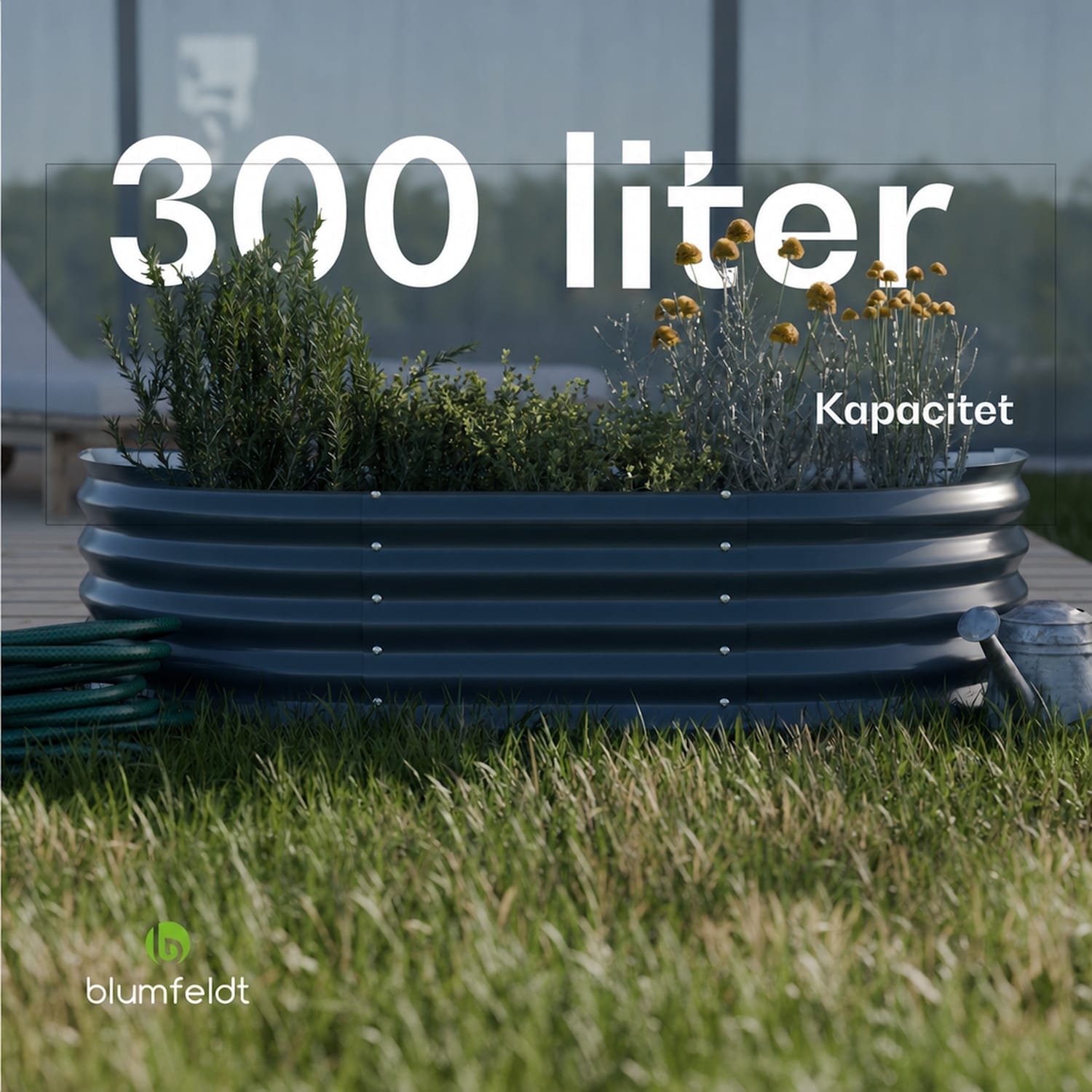 High Grow Extended upphöjd odlingslåda 150 x 43 x 60 cm, vågplåt av stål, enkel montering, rost- och frostbeständig 150 x 60 x 43 cm | Antracit