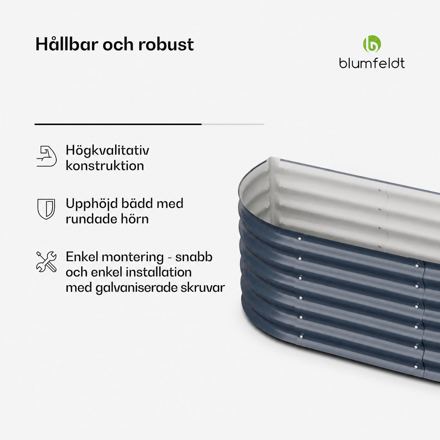 High Grow Extended upphöjd odlingslåda 150 x 43 x 60 cm, vågplåt av stål, enkel montering, rost- och frostbeständig 150 x 60 x 43 cm | Antracit