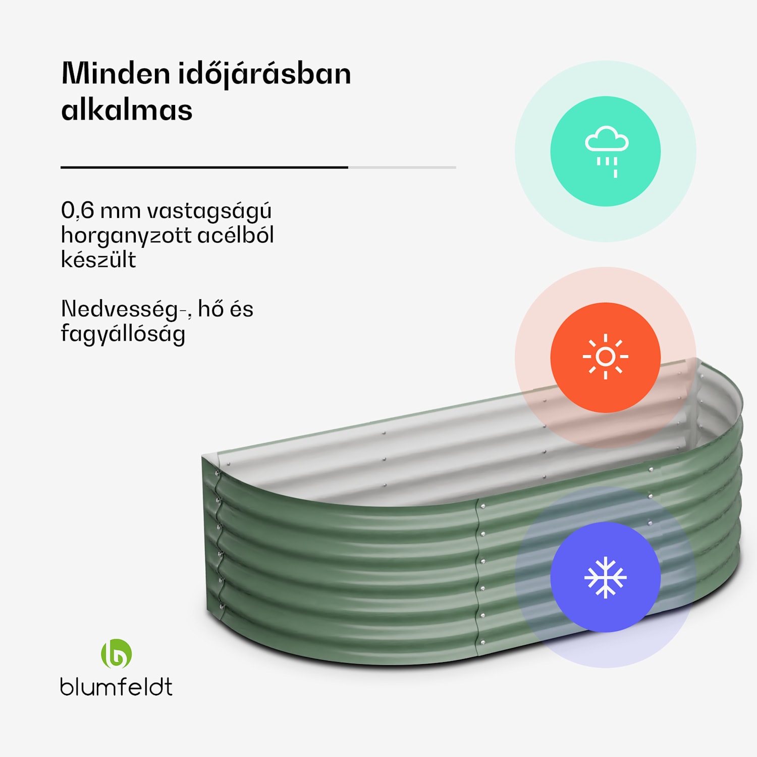 High Grow Extended, magaságyás, 150 x 43 x 60 cm, hullámos acéllemezből, egyszerű összeszerelés, rozsda- és fagyálló 150 x 60 x 43 cm | Zöld