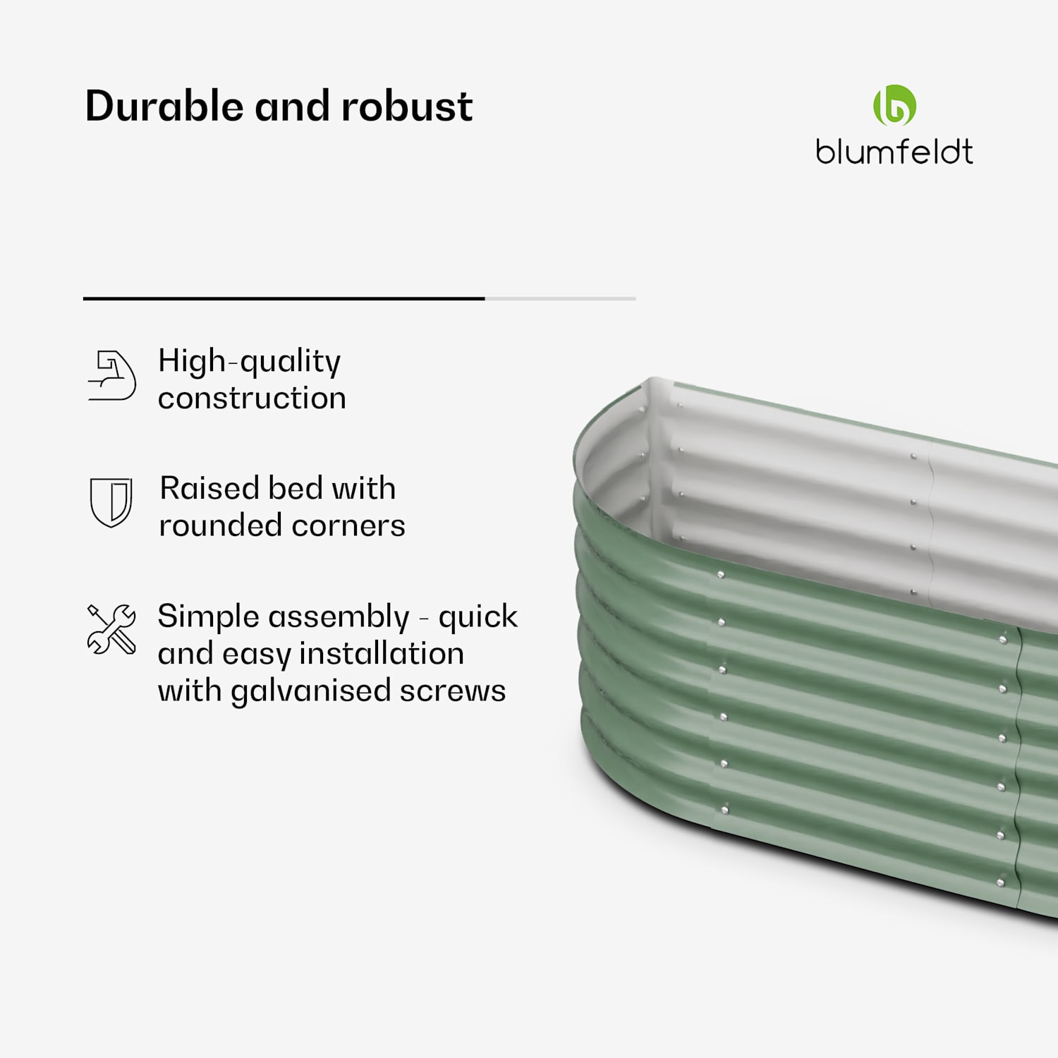 High Grow Extended hoge kweekbak 150 x 43 x 60cm stalen golfplaat eenvoudige opbouw roest- en vorstvrij 150 x 60 x 43 cm | Groen