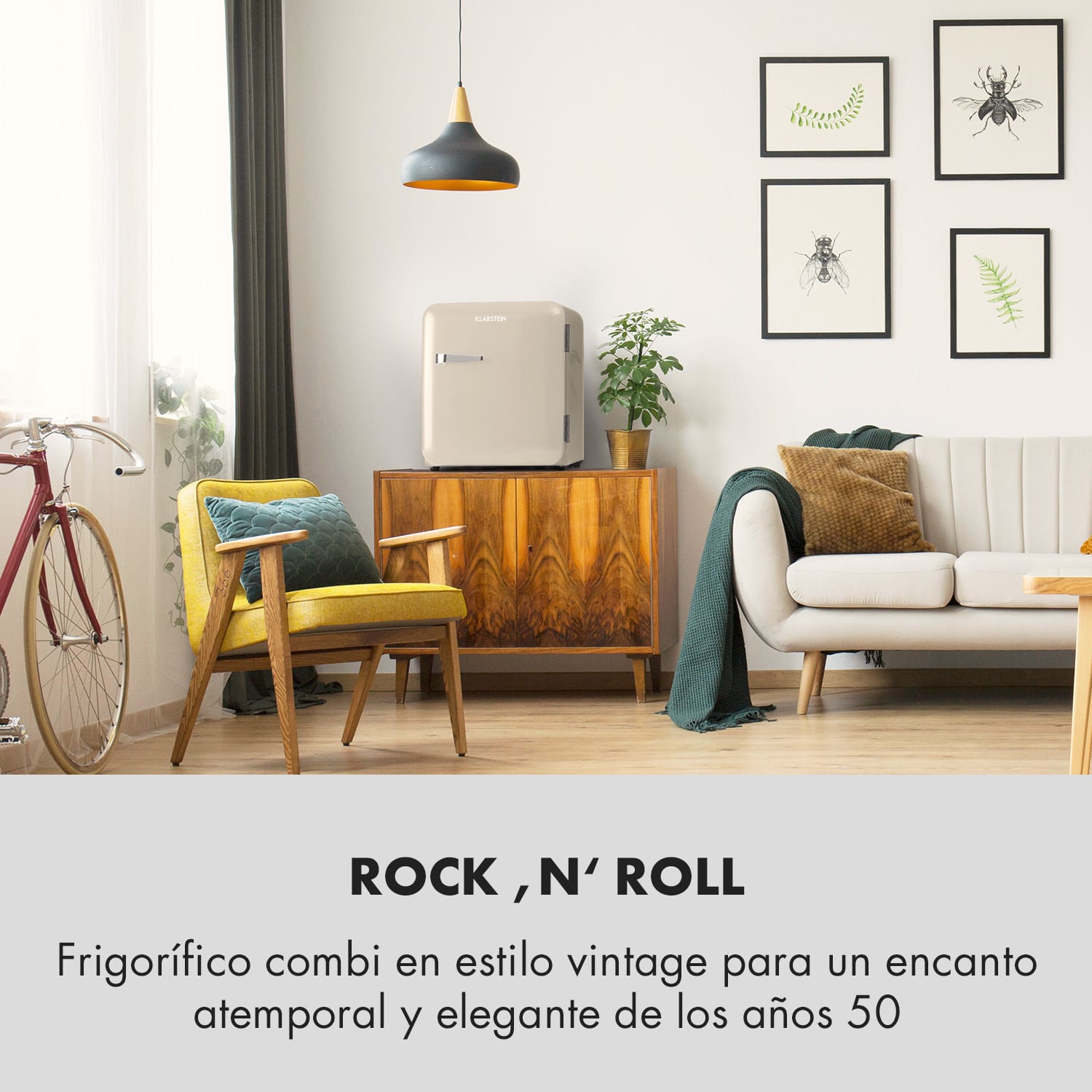 Mini nevera retro Audrey 48 L 2 niveles 48 L | Crema Vintage