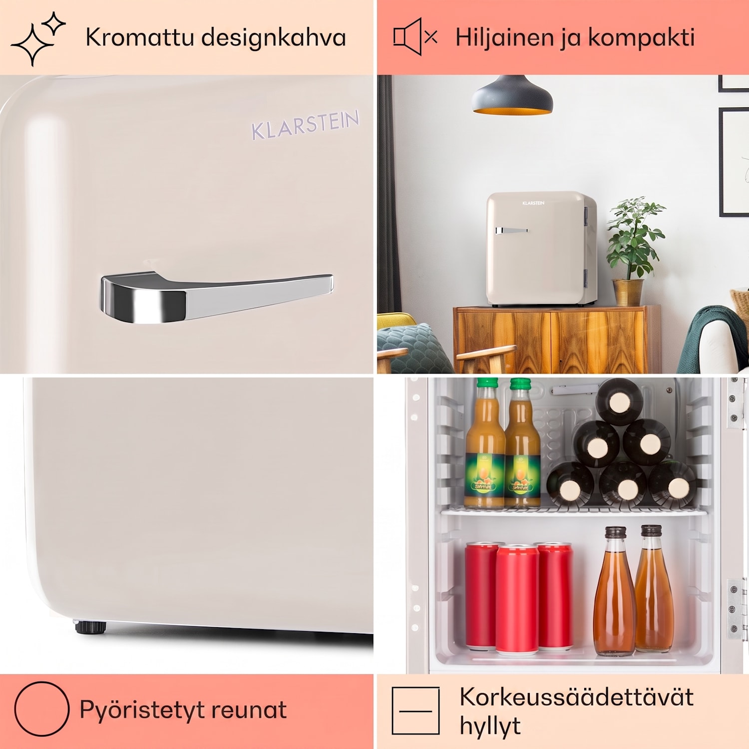 Audrey Mini retro-jääkaappi 48 l 2 tasoa 48 L | Vintage Kerma