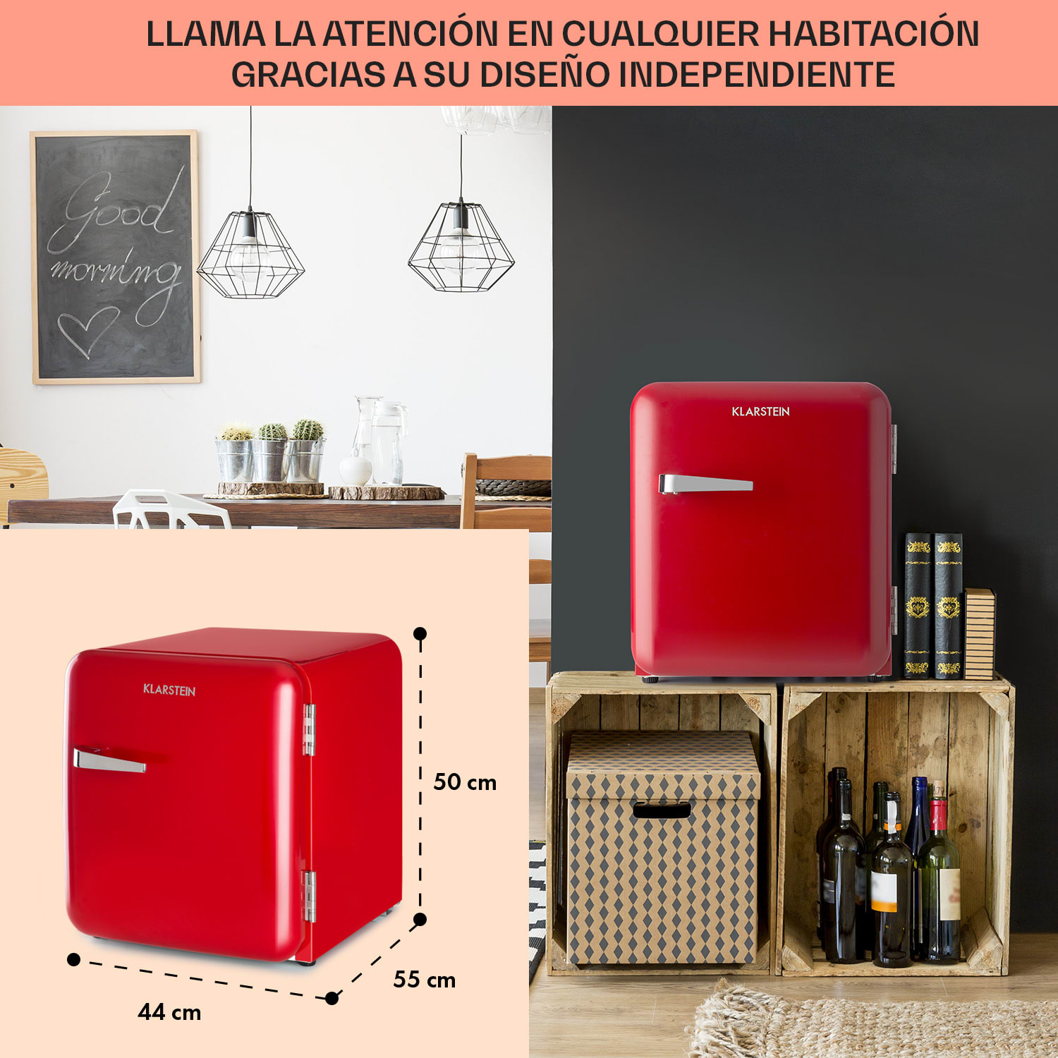 Mini nevera retro Audrey 48 L 2 niveles 48 L | Rojo