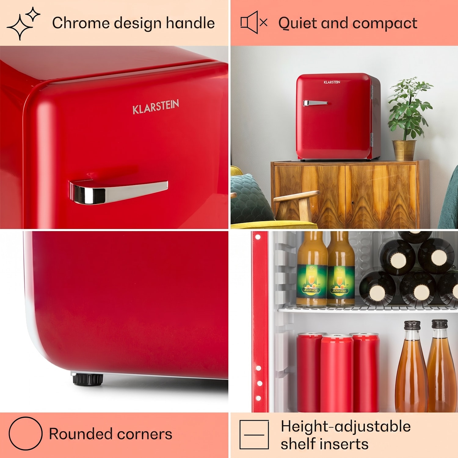 Audrey Mini Frigorífico Retro 48 L 2 andares 48 L | Vermelho