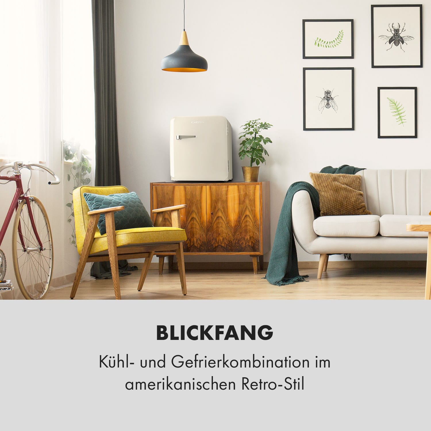 Frigorifero Audrey Mini 2 in 1 CEE E Congelatore LED 37 Ltr | Crema vintage