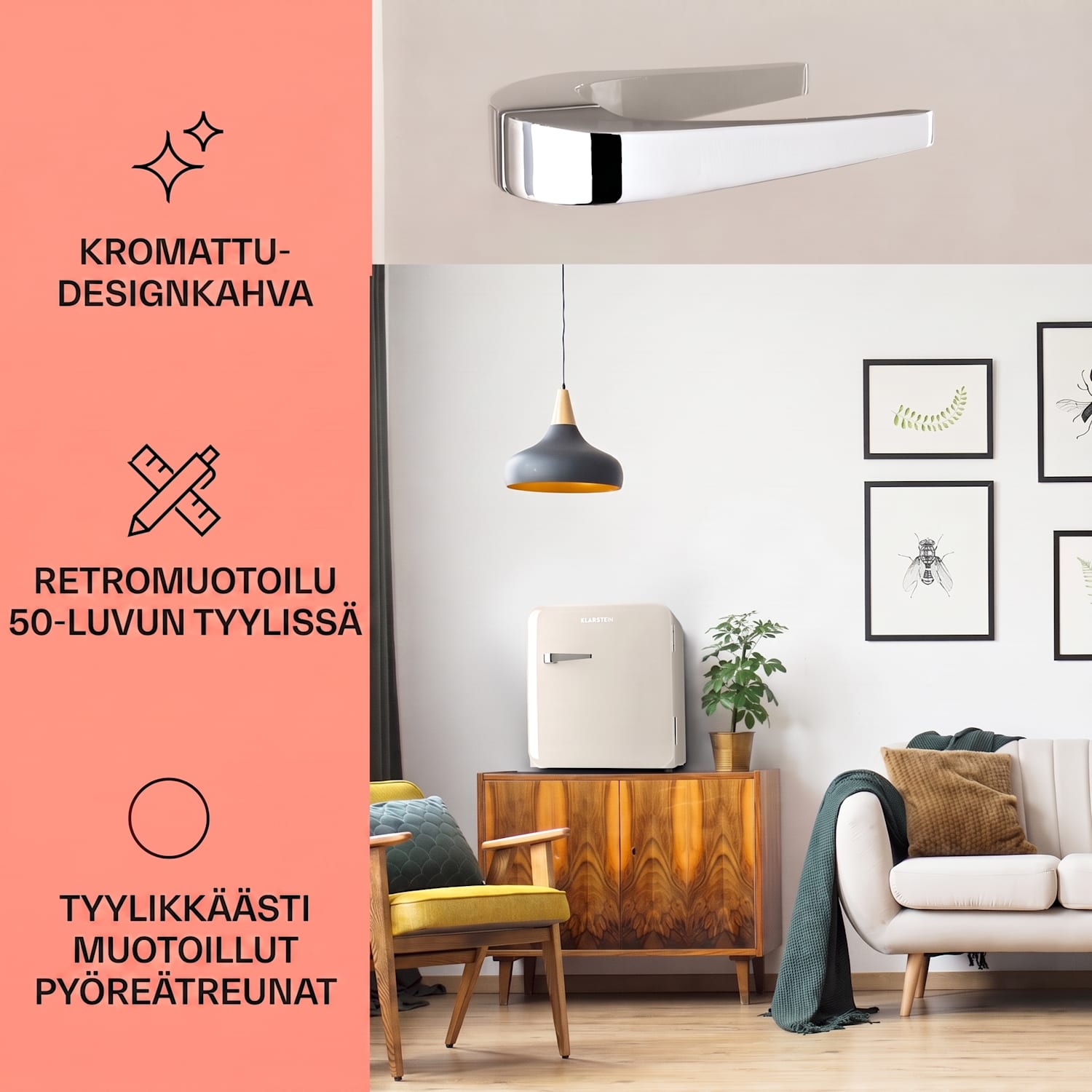 Audrey Mini 2in1 -jääkaappi energialuokka E pakastelokero LED 37 l | Vintage Kerma