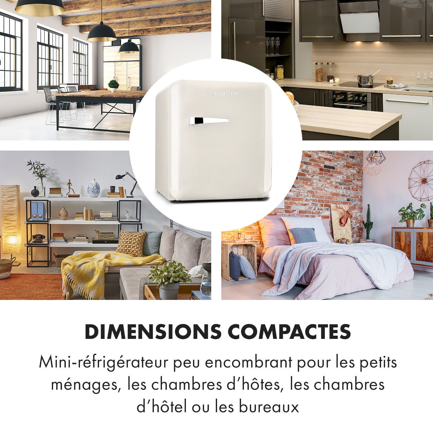 Audrey Mini 2in1 koelkast EEC E vriesvak led 37 ltr | Vintage Crème