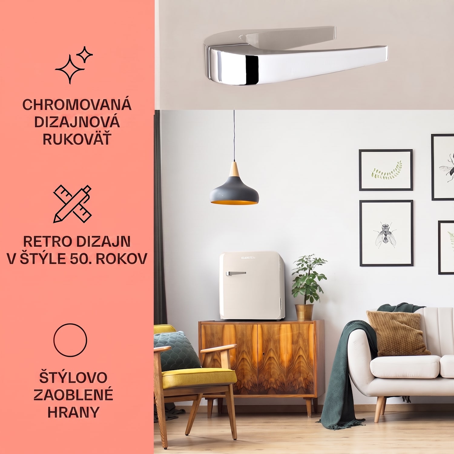 Audrey Mini, retro chladnička, energet. trieda E, mraziaci priečinok, LED 37 Ltr | Vintage Cream