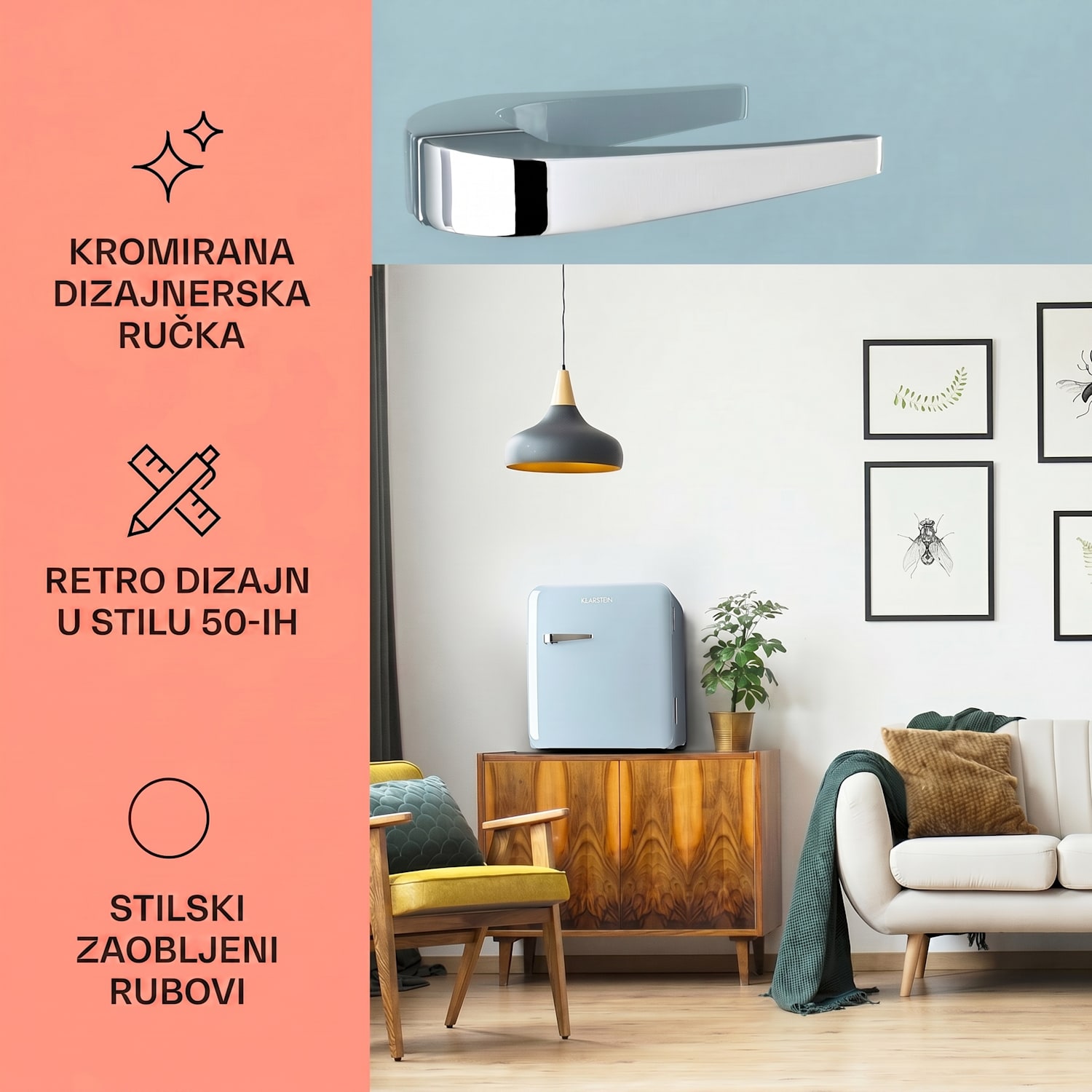 Audrey, mini hladnjak, energet. klasa E, pretinac za zamrzavanje, LED 37 Ltr | Pastelno plava
