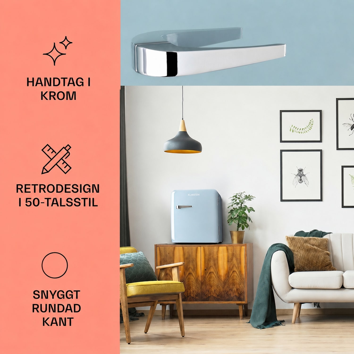 Audrey Mini 2-i-1 Kyl EK A+ frysfack LED 37 l | Pastellblå