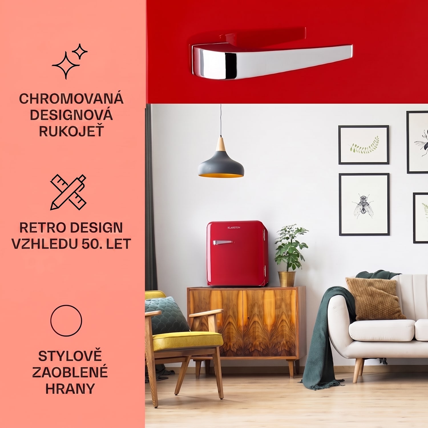 Audrey, mini lednička, energet třída E, mrazicí oddíl, LED 37 Ltr | Červená