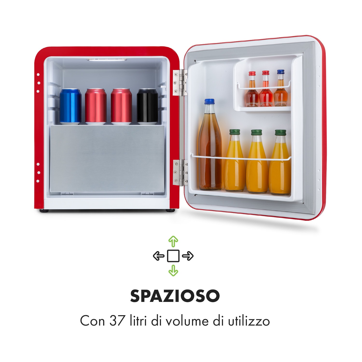 Frigorifero Audrey Mini 2 in 1 CEE E Congelatore LED 37 Ltr | Rosso