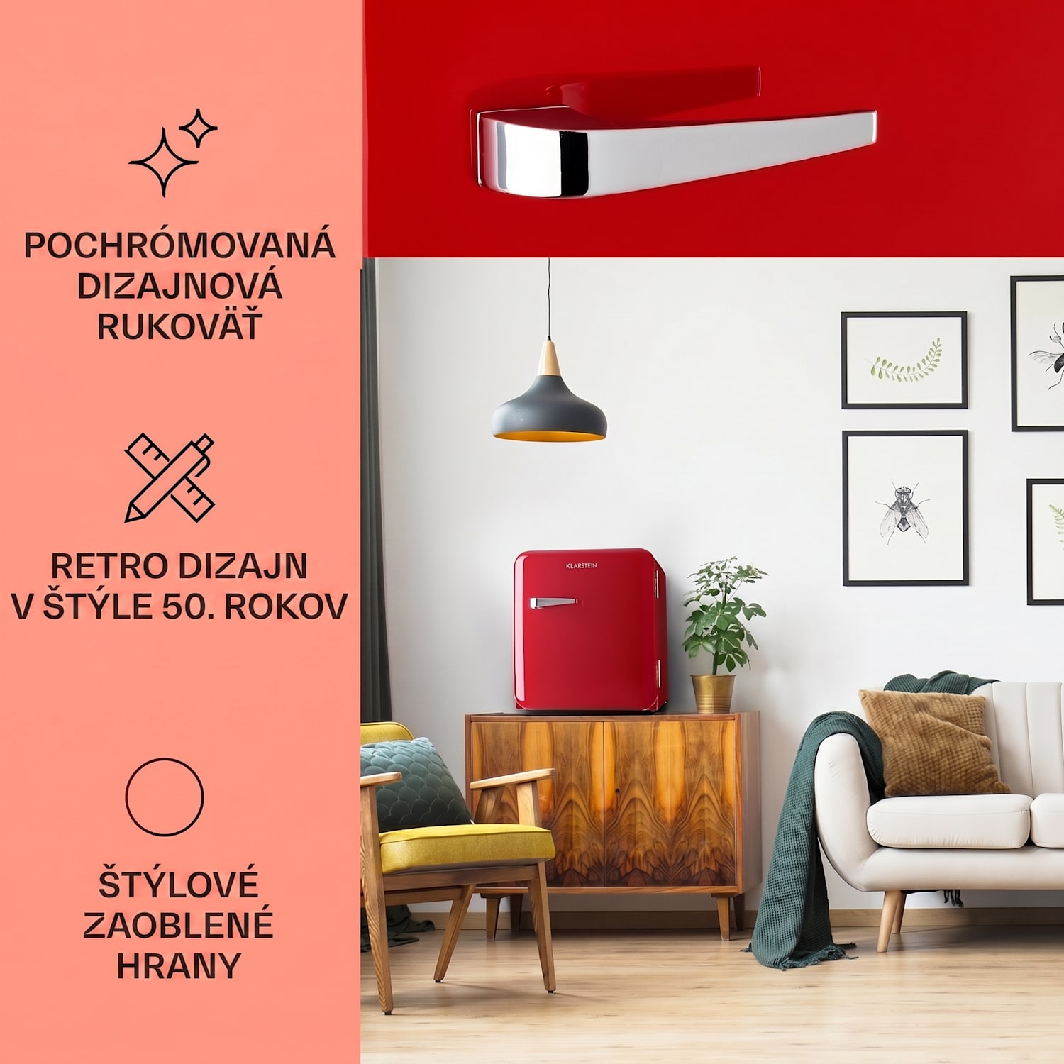 Audrey, mini chladnička, energet. trieda E, mraziaci priečinok, LED 37 Ltr | Červená