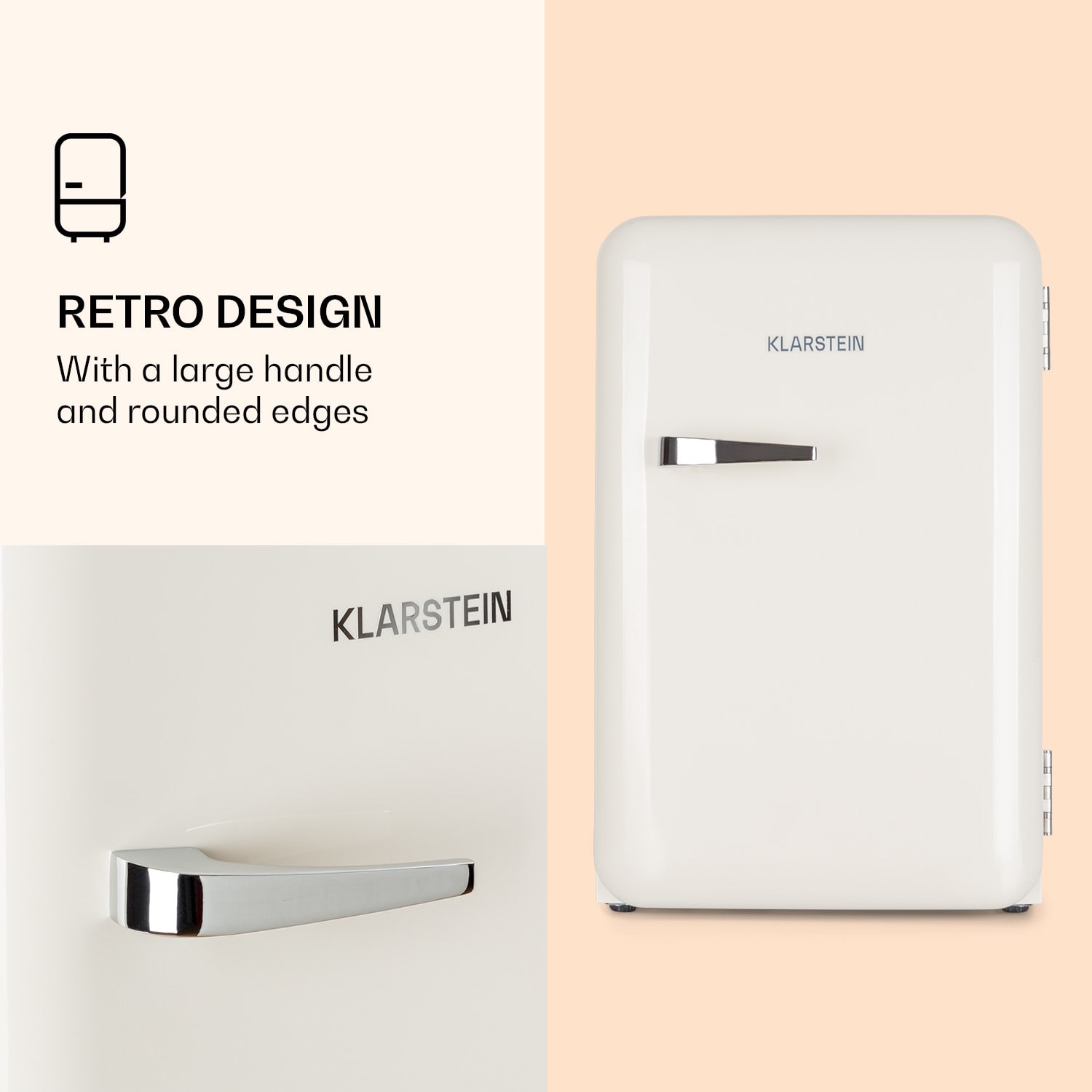 Audrey retro-jääkaappi 70 litraa 3 hyllyä 2 ovihyllyä sisävalaistus 70 l | Vintage Kerma