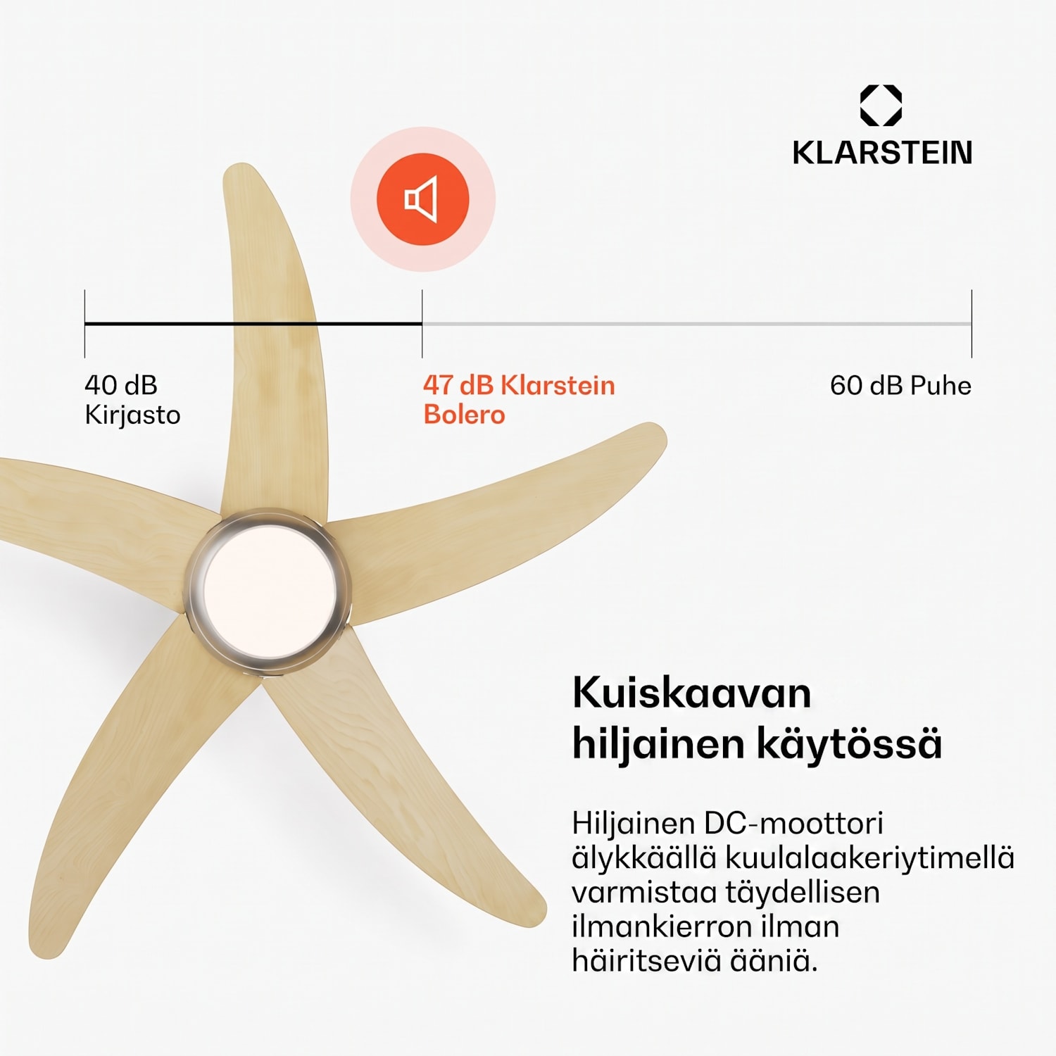 Bolero 2-in-1 -kattotuuletin 132 cm valot 55 W kaukosäädin sovellusohjaus 2 kiertosuuntaa 132 cm (huoneet 13-25 m²) | WIFI + kaukosäädin | Vaahtera