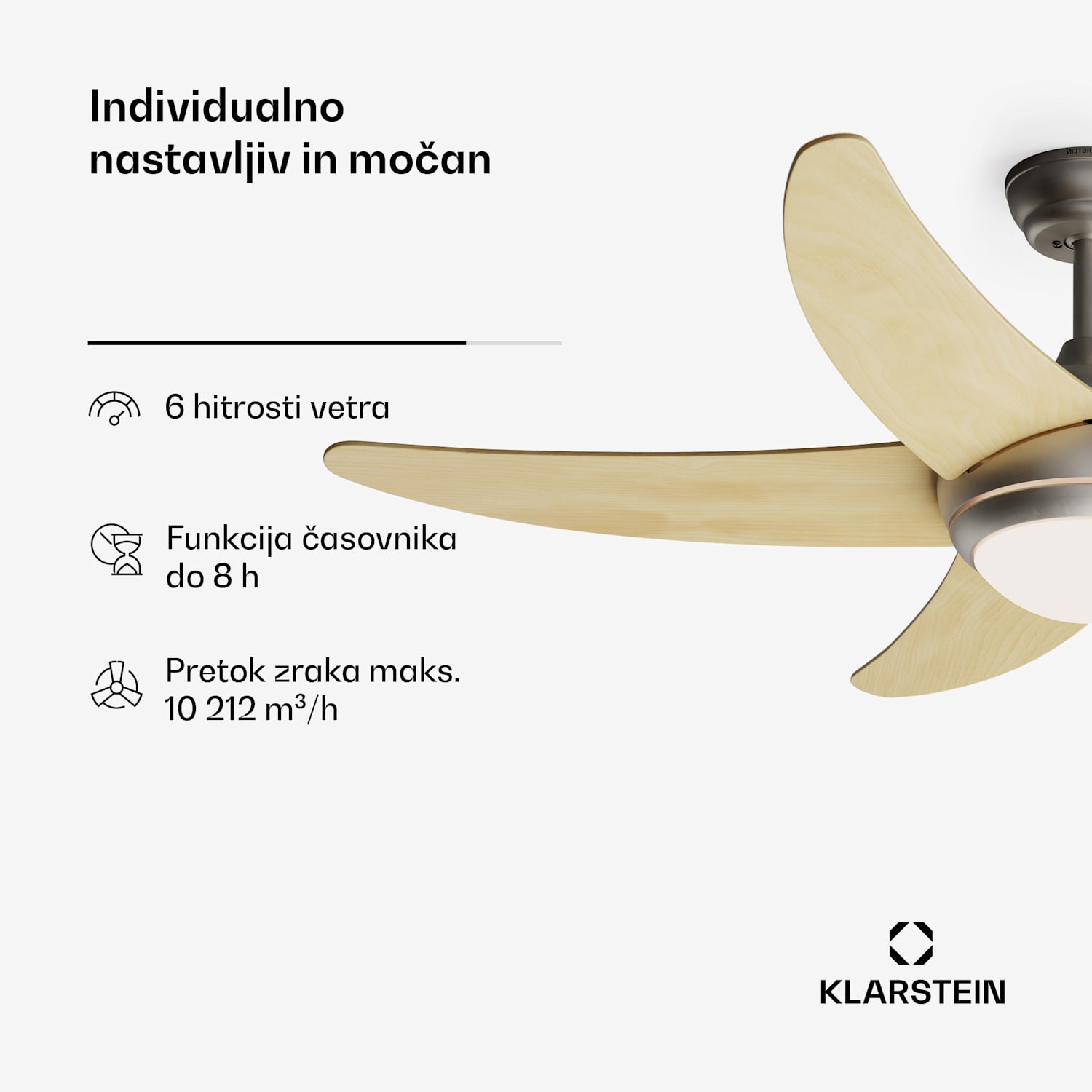 Bolero 2 v 1 Smart, stropni ventilator, Ø 132 cm, svetloba 55 W, daljinski upravljalnik, upravljanje prek aplikacije, dvosmerno delovanje 