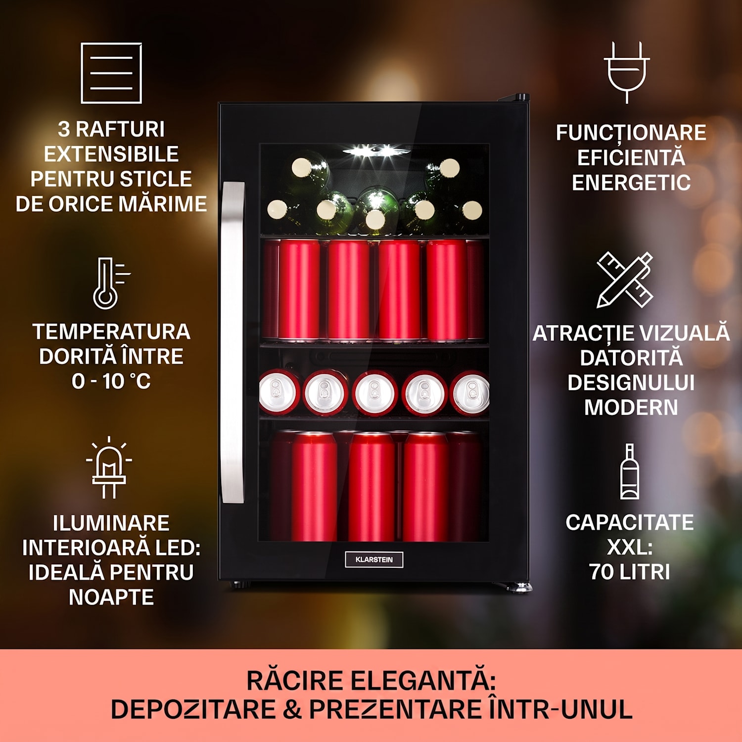 Beersafe 70 Craft Beer Edition, frigider, 70 litri, usa sticla, inox 